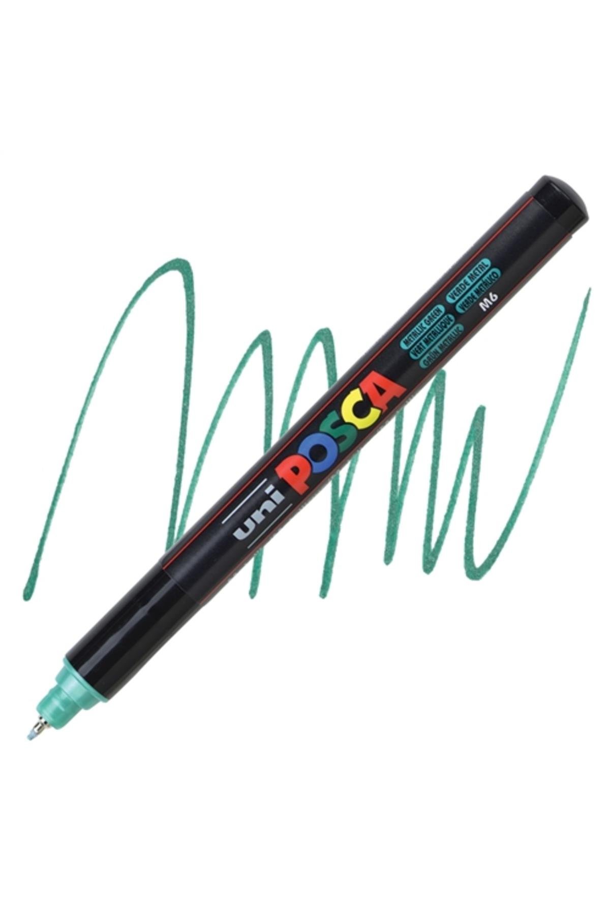 Uniball Posca 0.7mm Fine Poster Markörü Metalik Yeşil (M6) / PC1MR