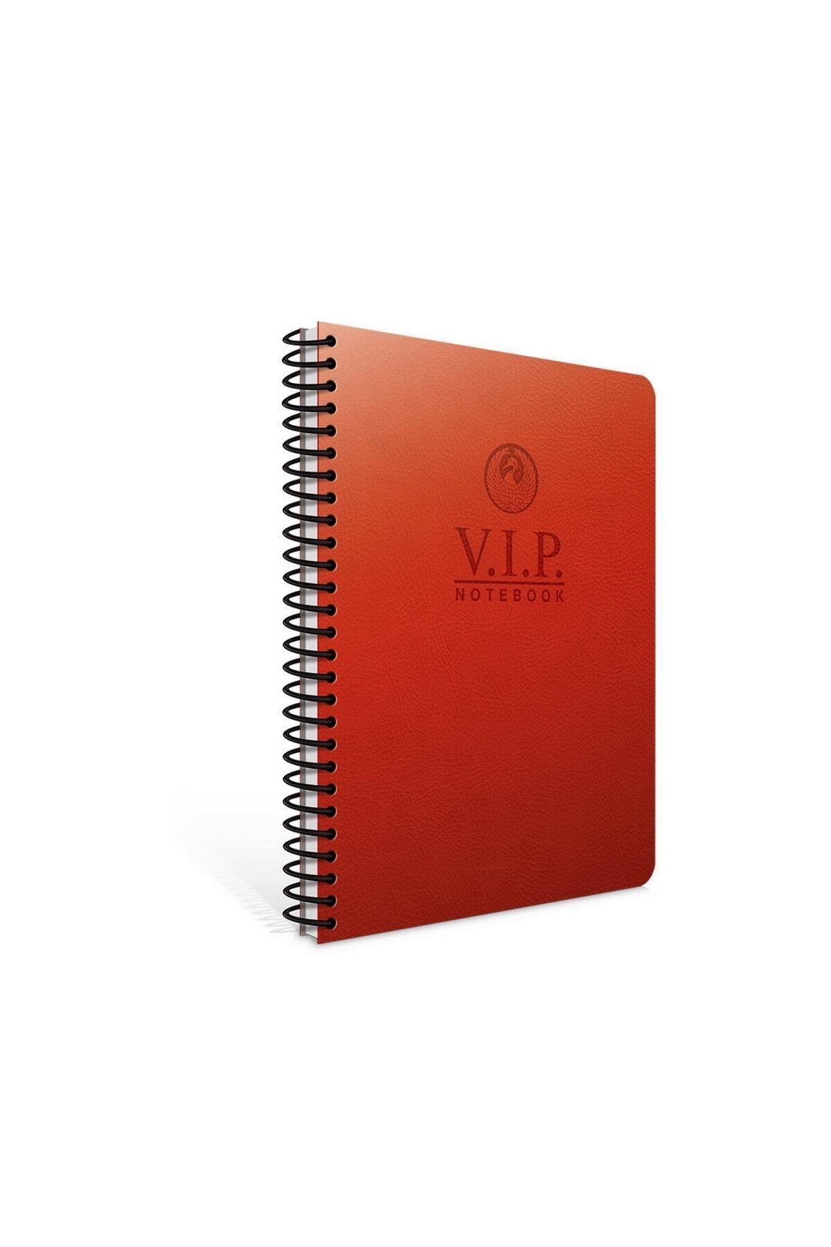 Vip A4 140 Yaprak Deri Kapak Spiralli Defter (1081) Kareli Kırmızı