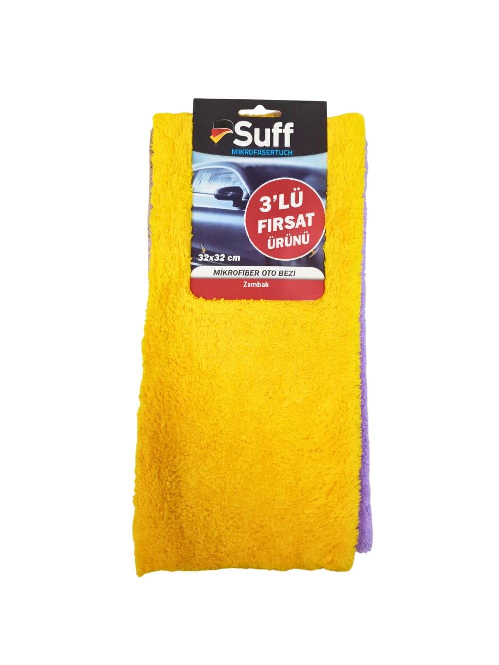 Suff Mikrofiber Oto Temizlik Bezi 3'lü Set – 32x32 cm