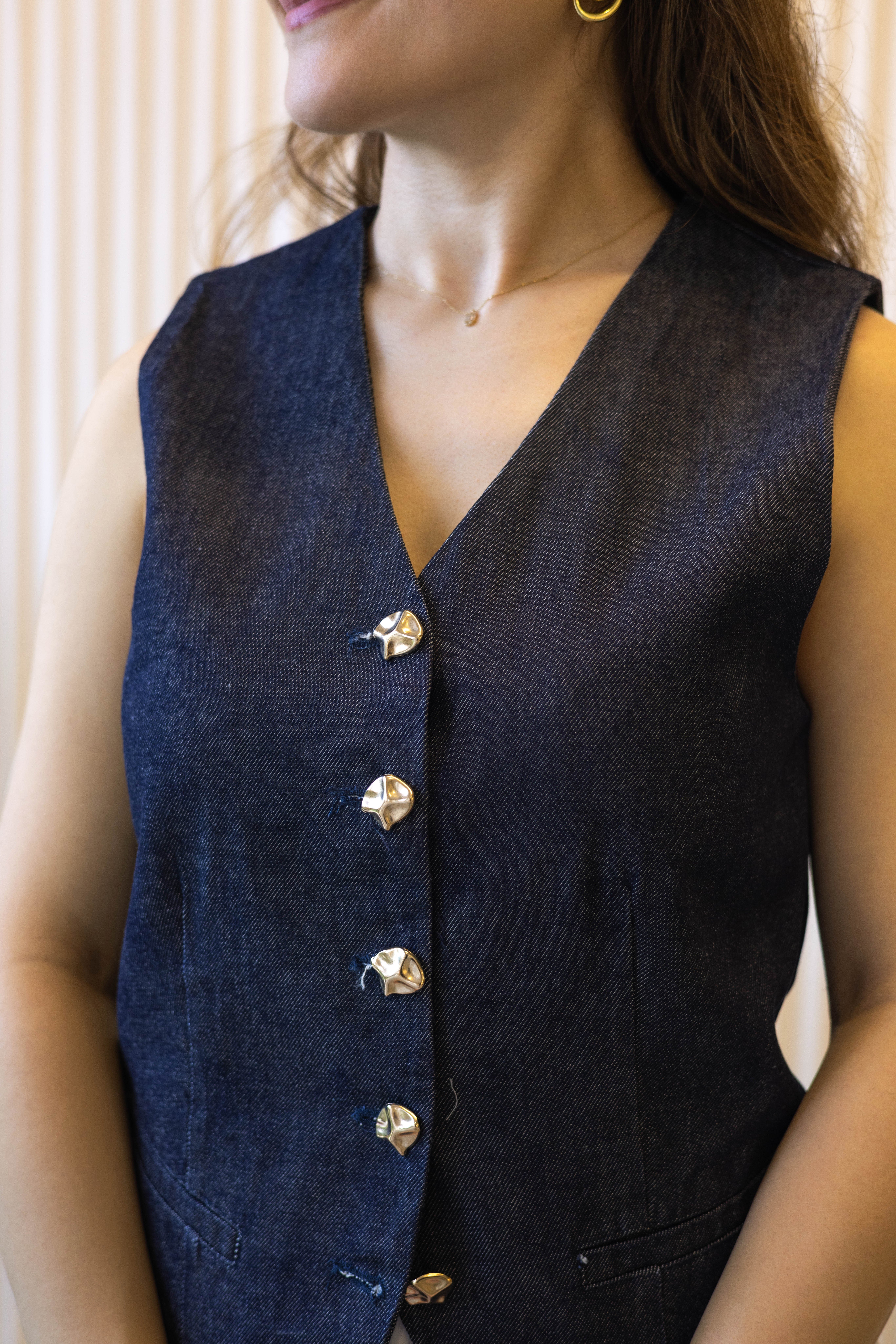 Denim Yelek Mavi