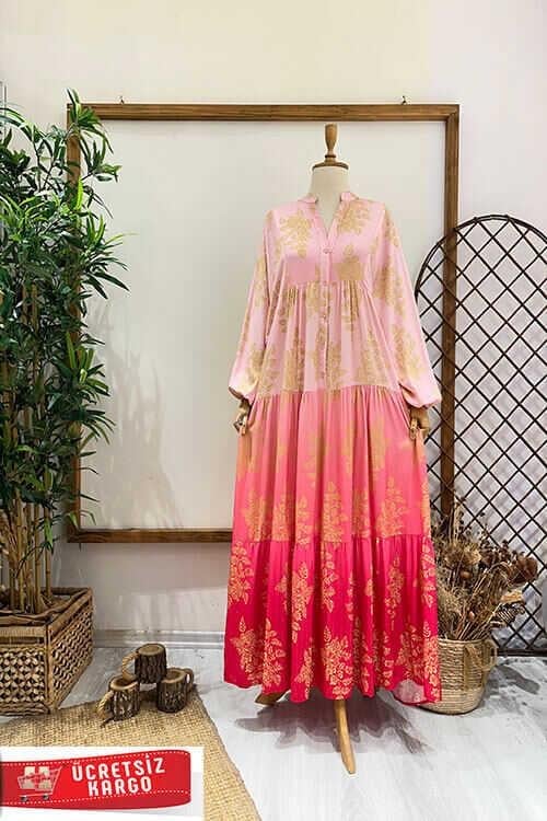 AÇELYA SİMLİ ELBİSE Pembe