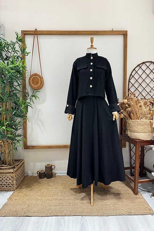 GARNİLİ ŞANEL TAKIM Siyah