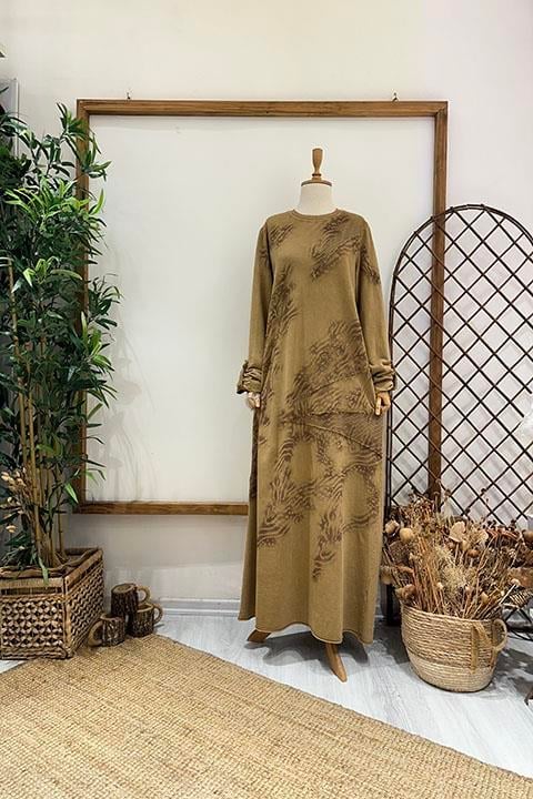 İTHAL TAŞLI ELBİSE Kahve