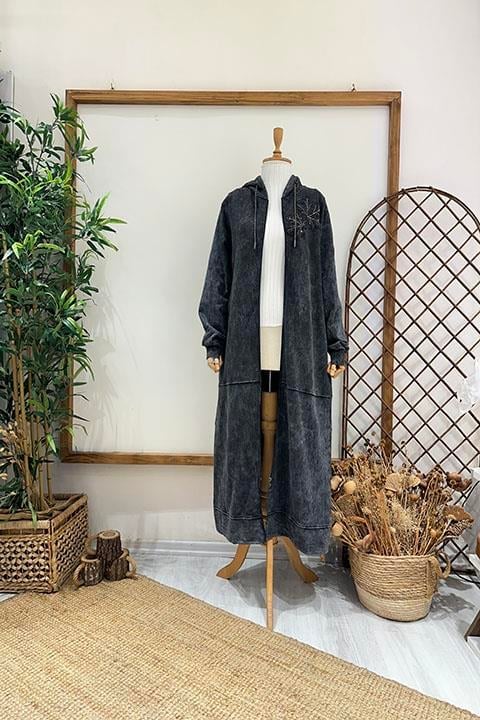 TAŞ ÇİÇEKLİ İTHAL KAP Siyah