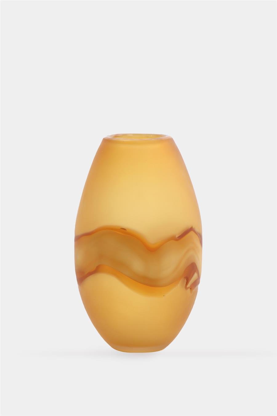 Oranj Buzlu Degrade Cam Vazo 17 x 28 cm