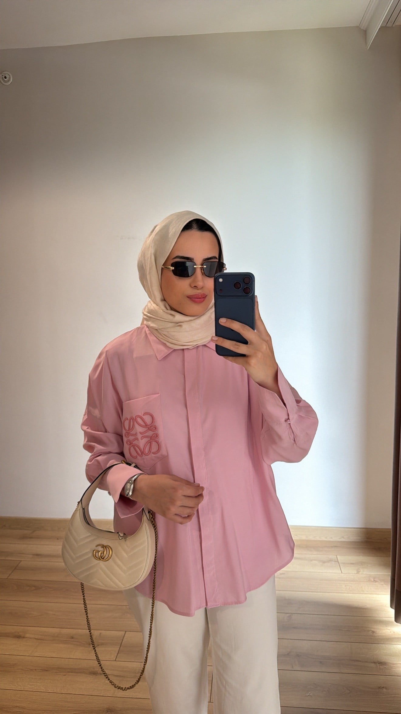 Nakış Detaylı Oversize Gömlek-Pembe