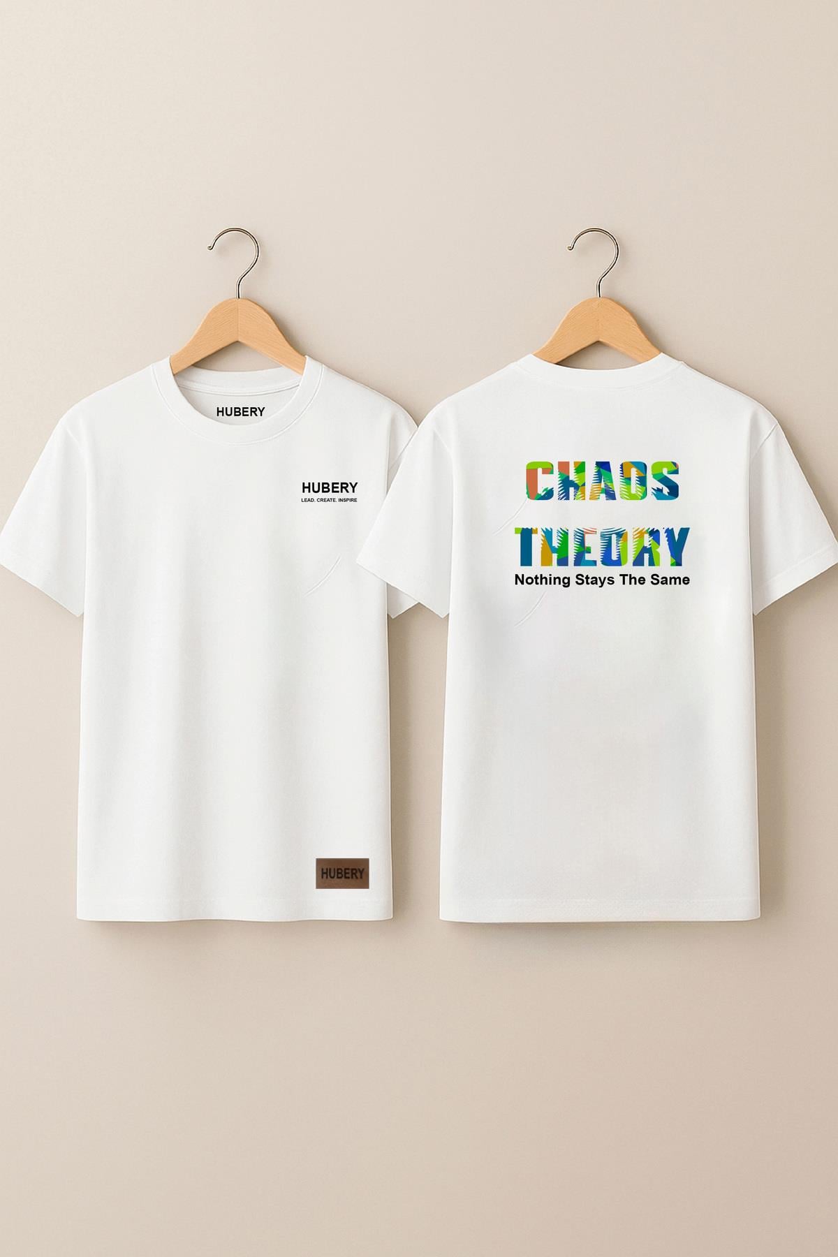 ERKEK BASKILI TİŞÖRT - CHAOS THEORY YAZILI, RELAXED FIT/HUBERY