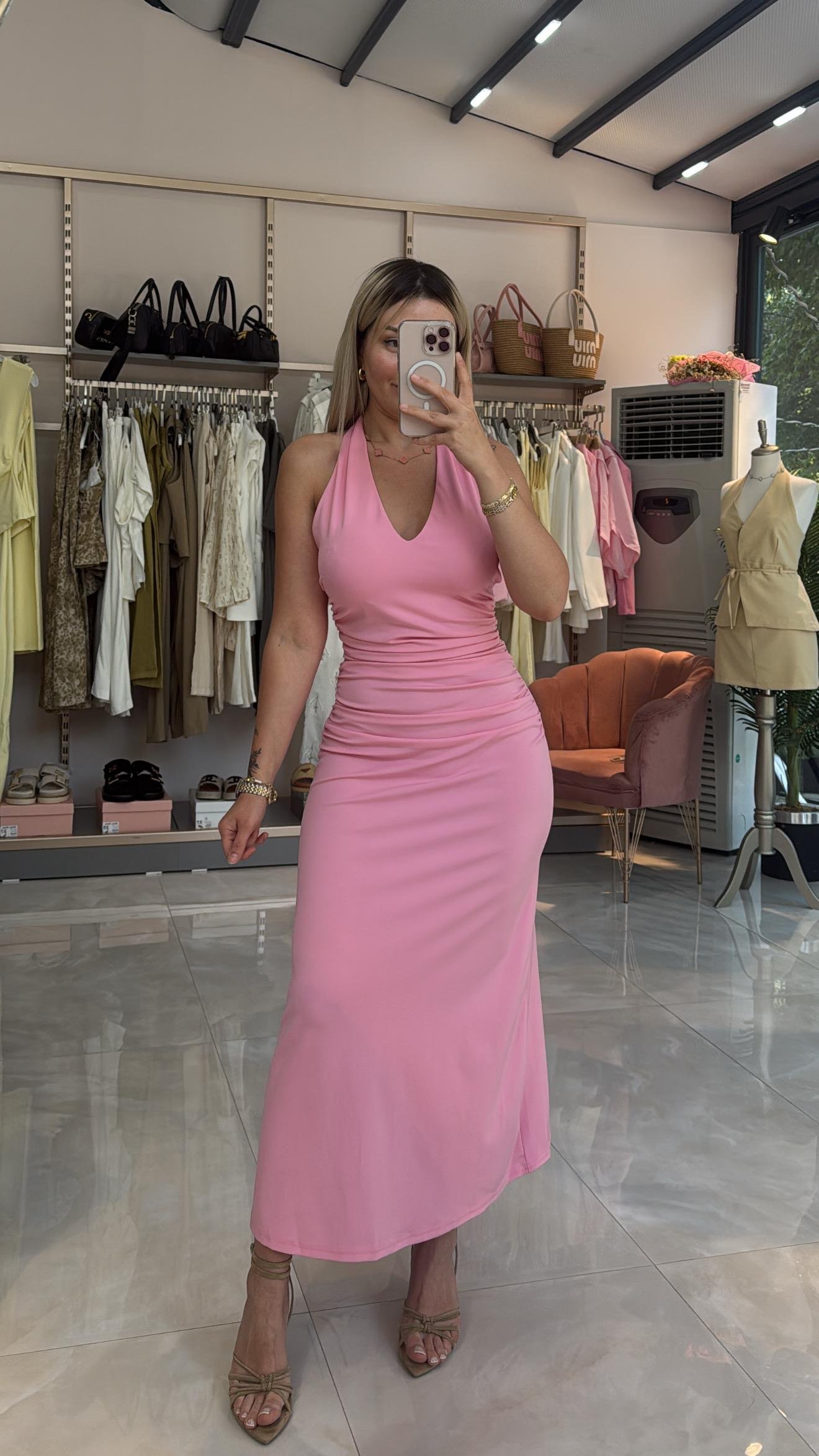 Boyundan Bağlamalı Fire Elbise