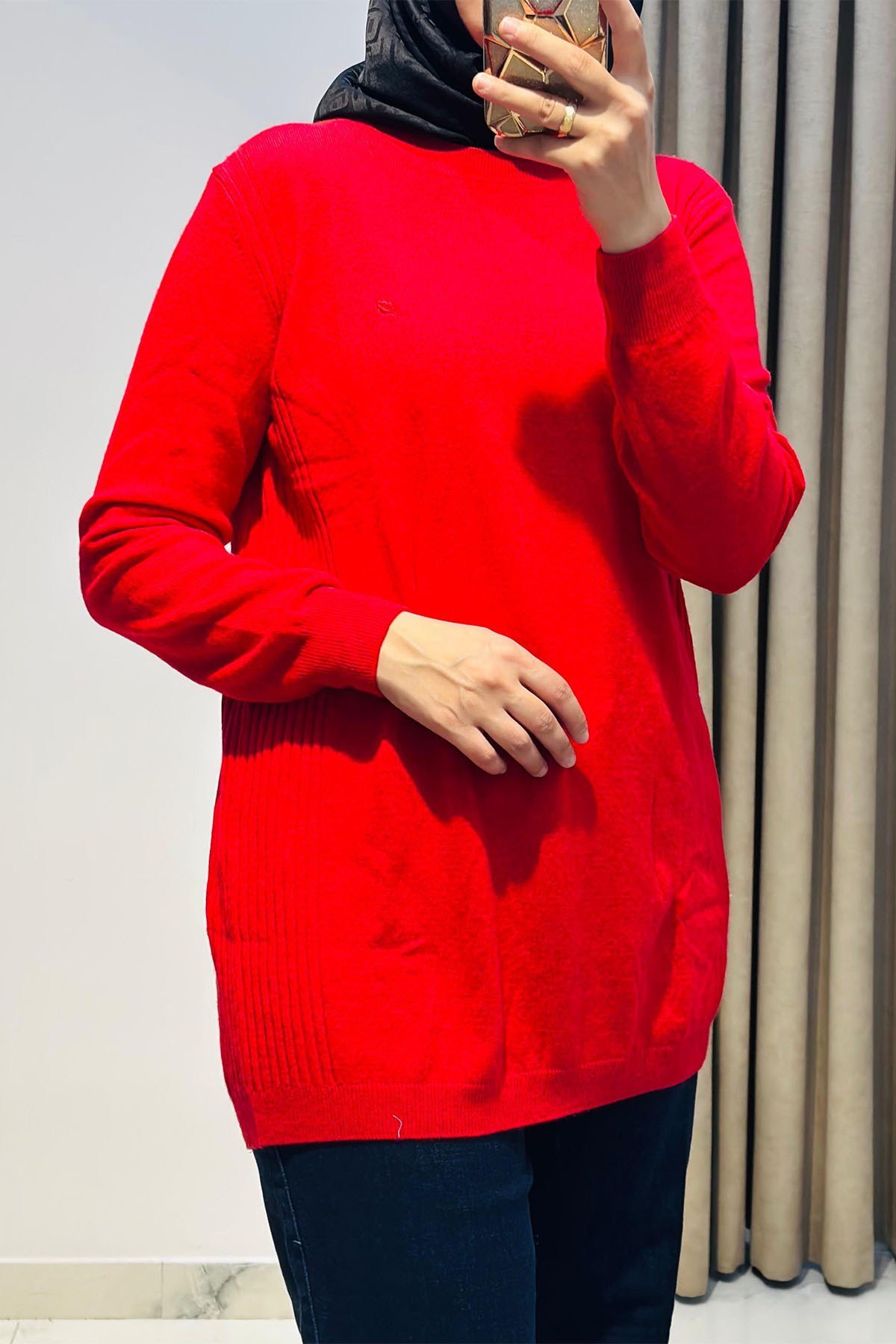 Basic Cashmere Triko Tunik Kırmızı