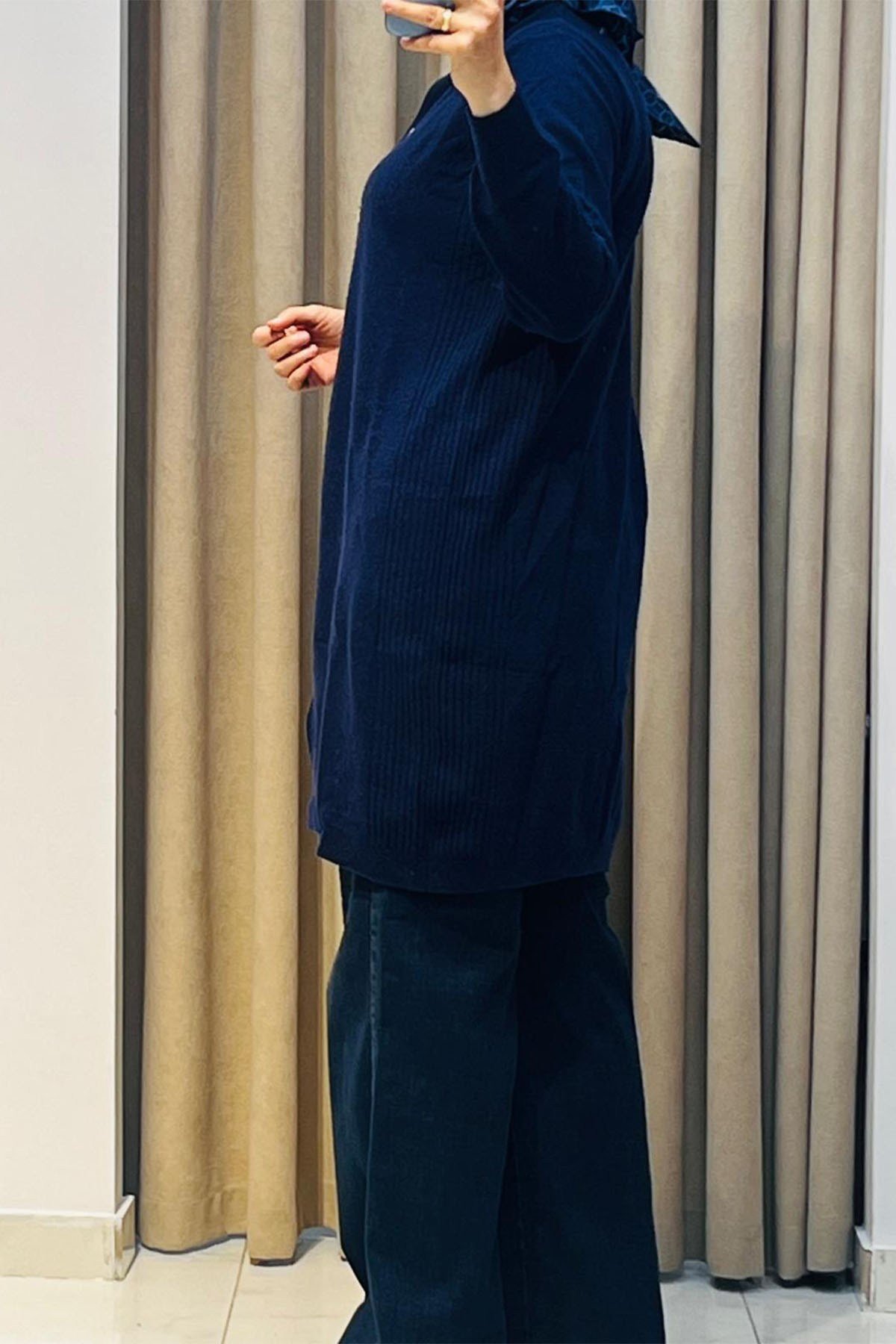 Basic Cashmere Uzun Hırka Lacivert