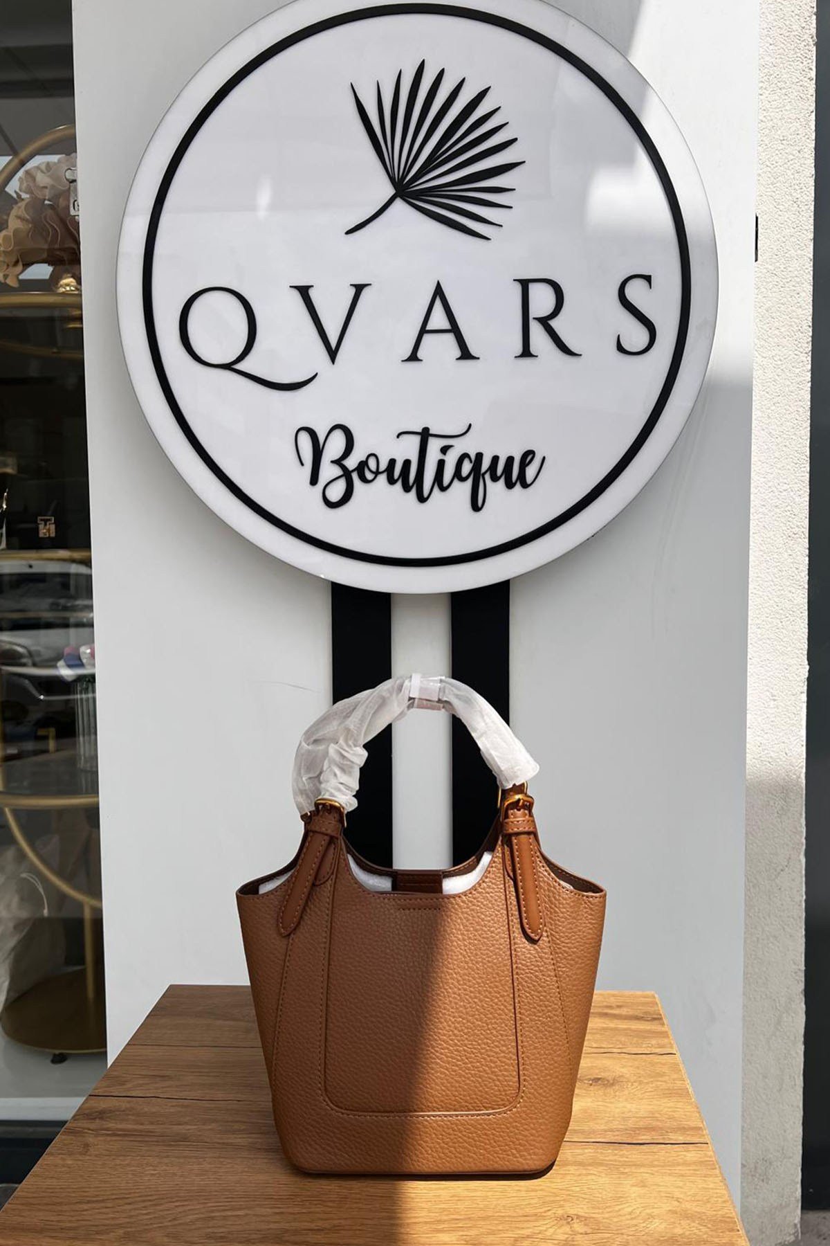 Bocuklu Mini Cüzdan Detaylı Deri El ve Omuz Çantası Camel