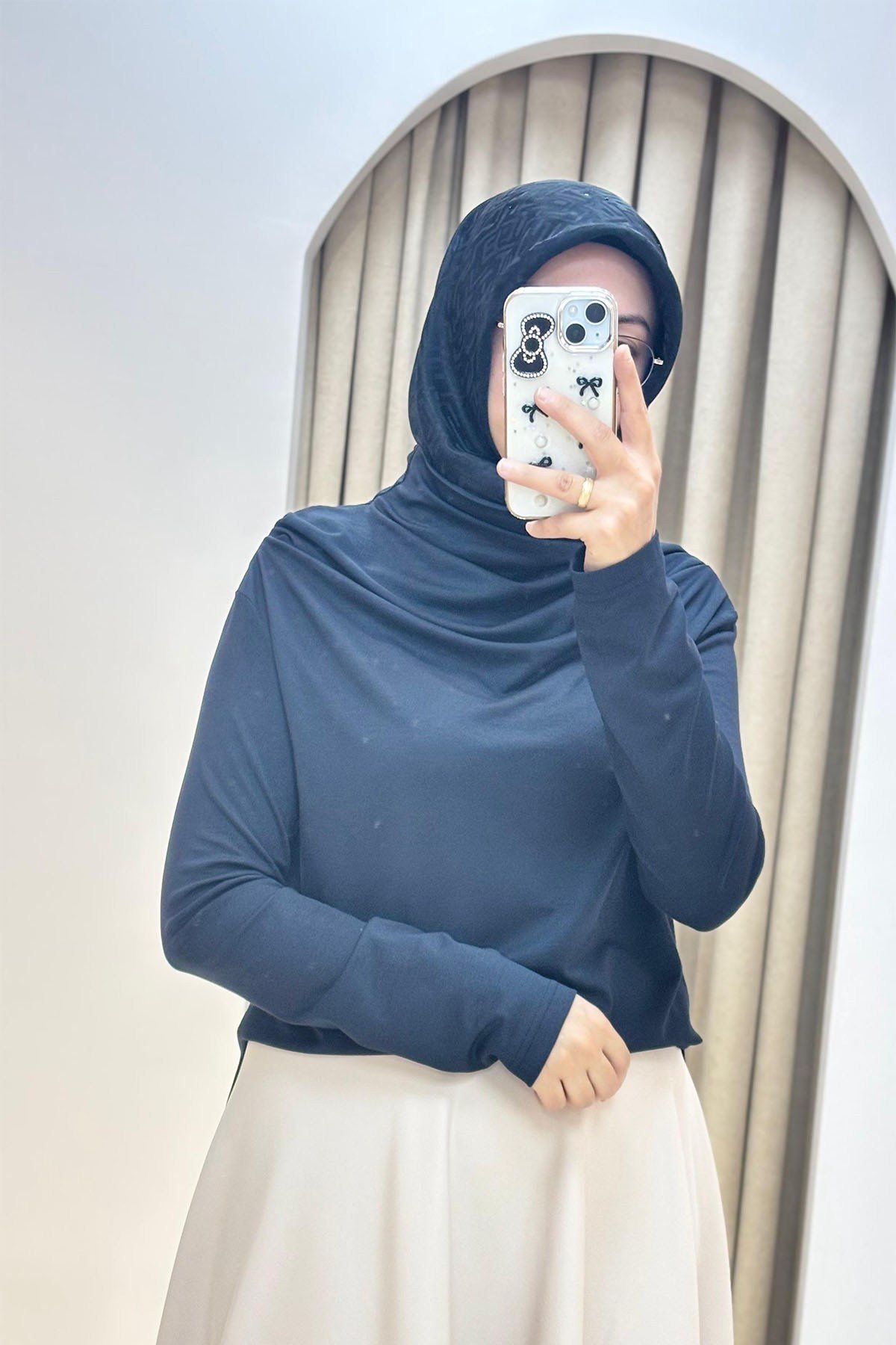 Degaje Yakalı Tunik Lacivert