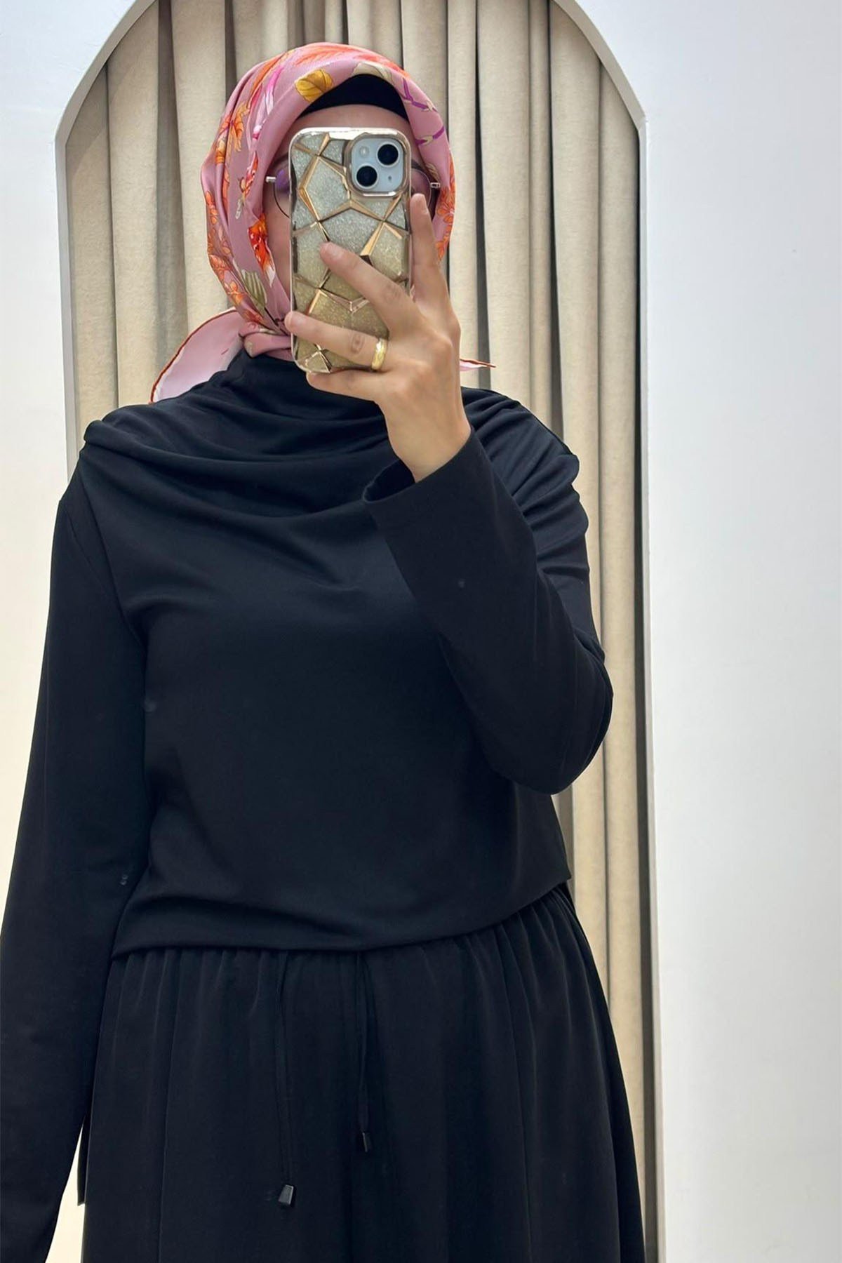 Degaje Yakalı Tunik Siyah