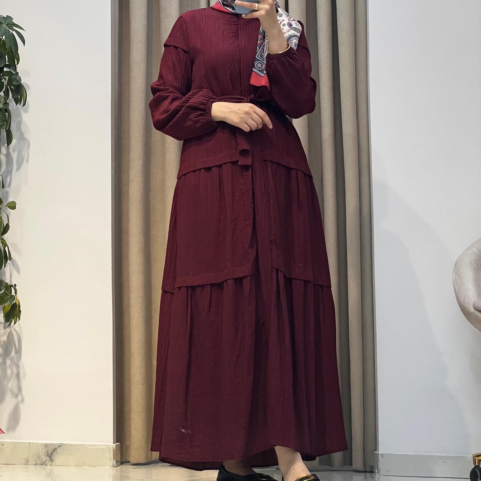 NAQSHE ELBİSE BORDO