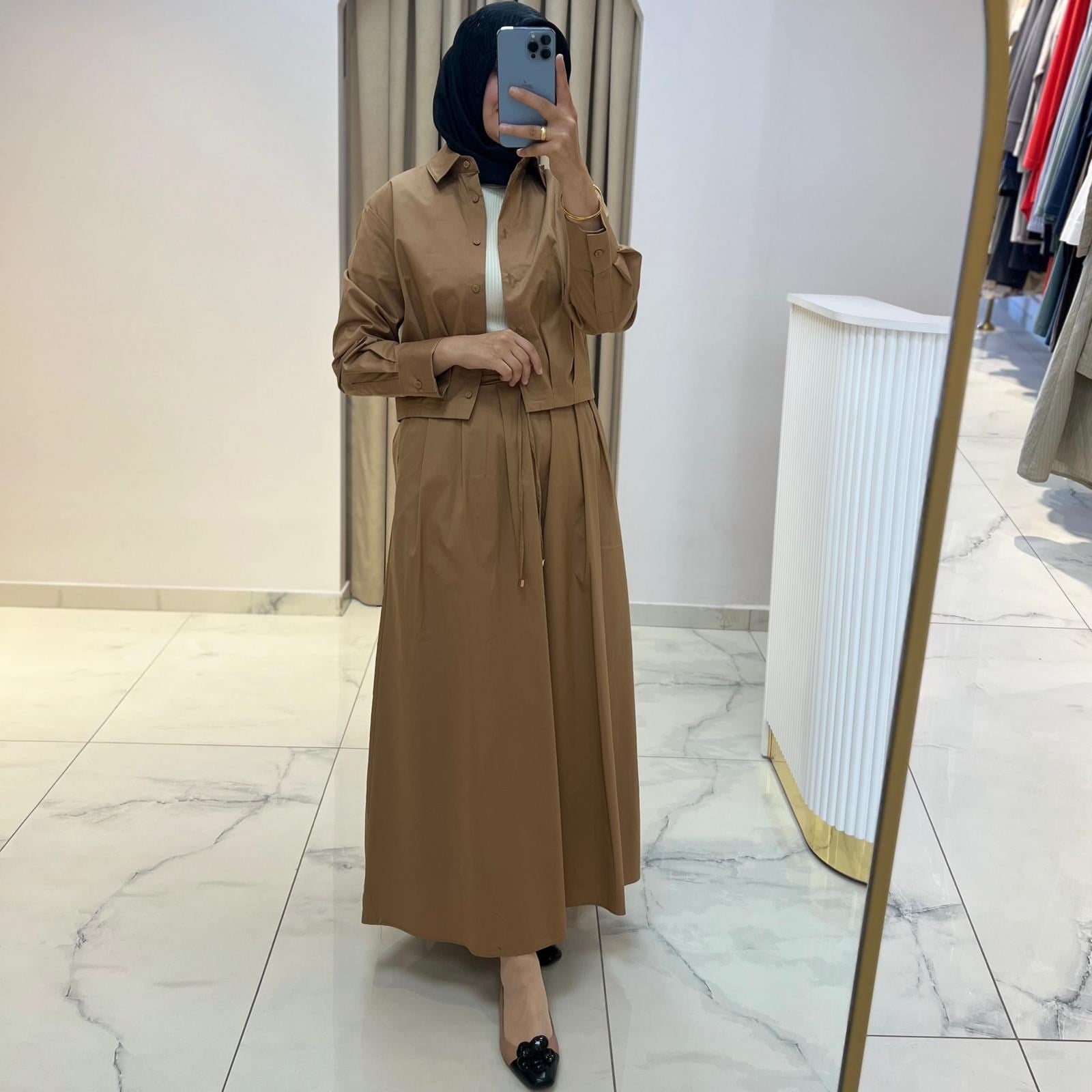 TERZİ DÜKKANI AXEL KOTON ELBİSE GÖMLEK TAKIM CAMEL