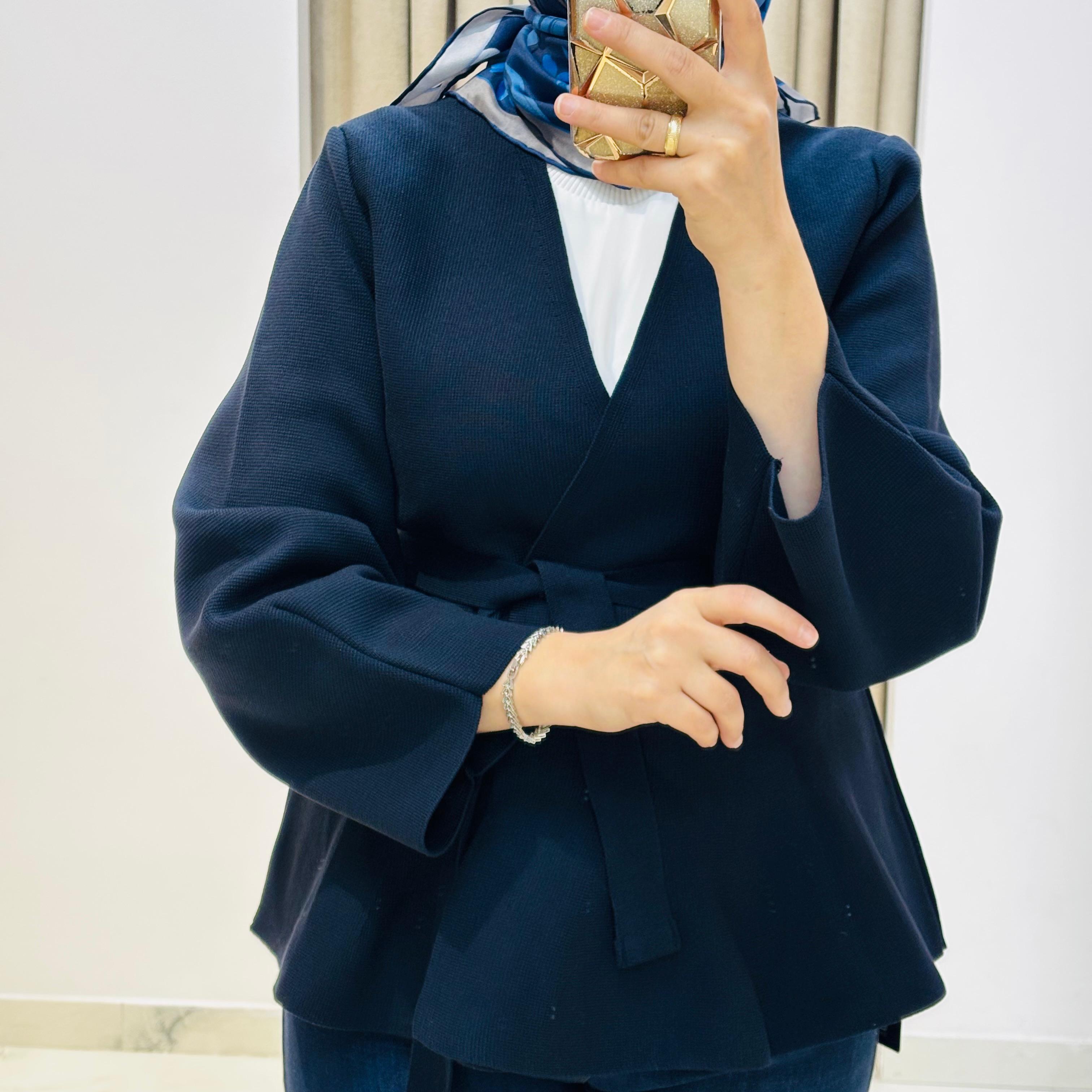 TERZİ DÜKKANI VERA ÇELİK ÖRME PEPLUM HIRKA LACİVERT