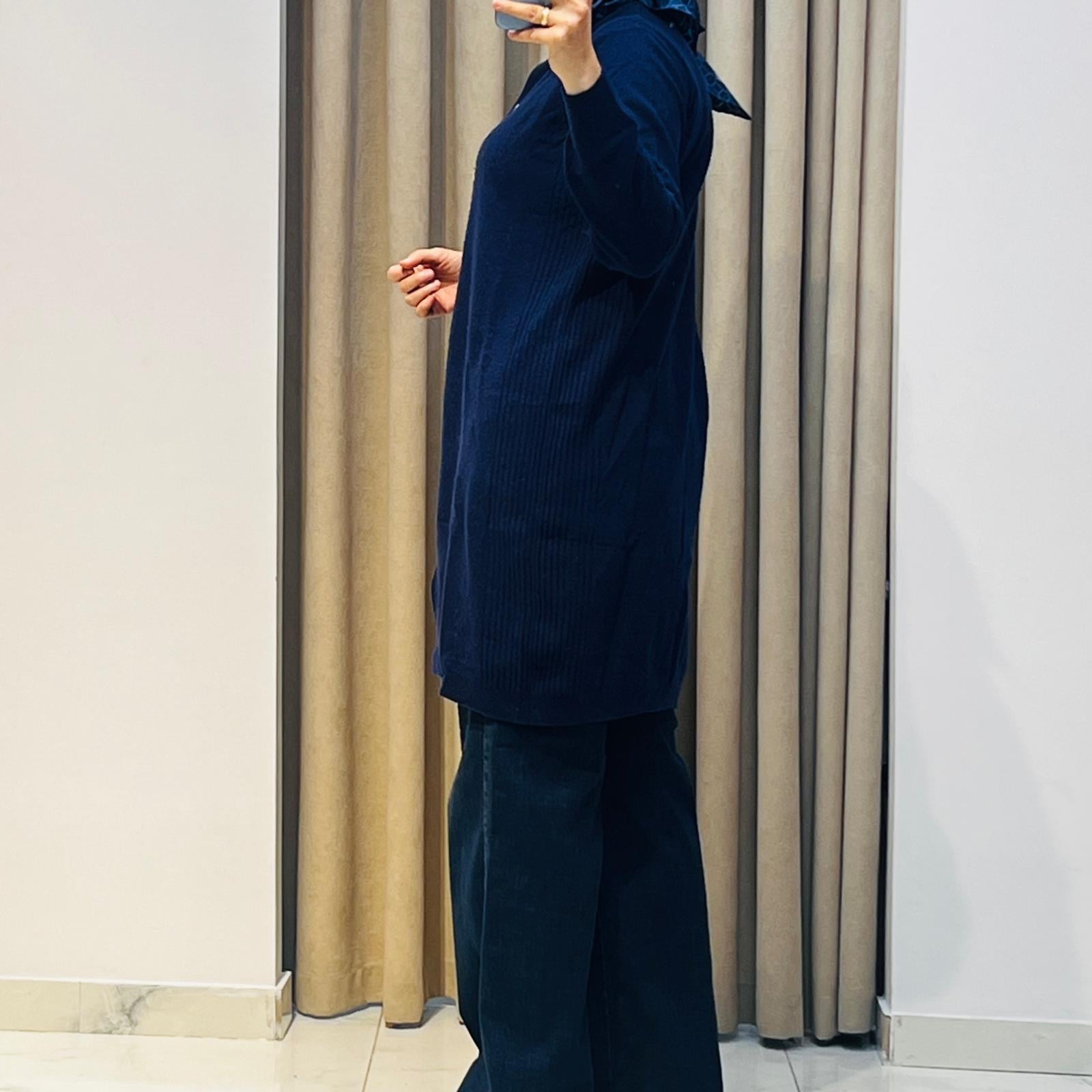 TIĞ TRİKO BASİC CASHMERE UZUN HIRKA LACİVERT