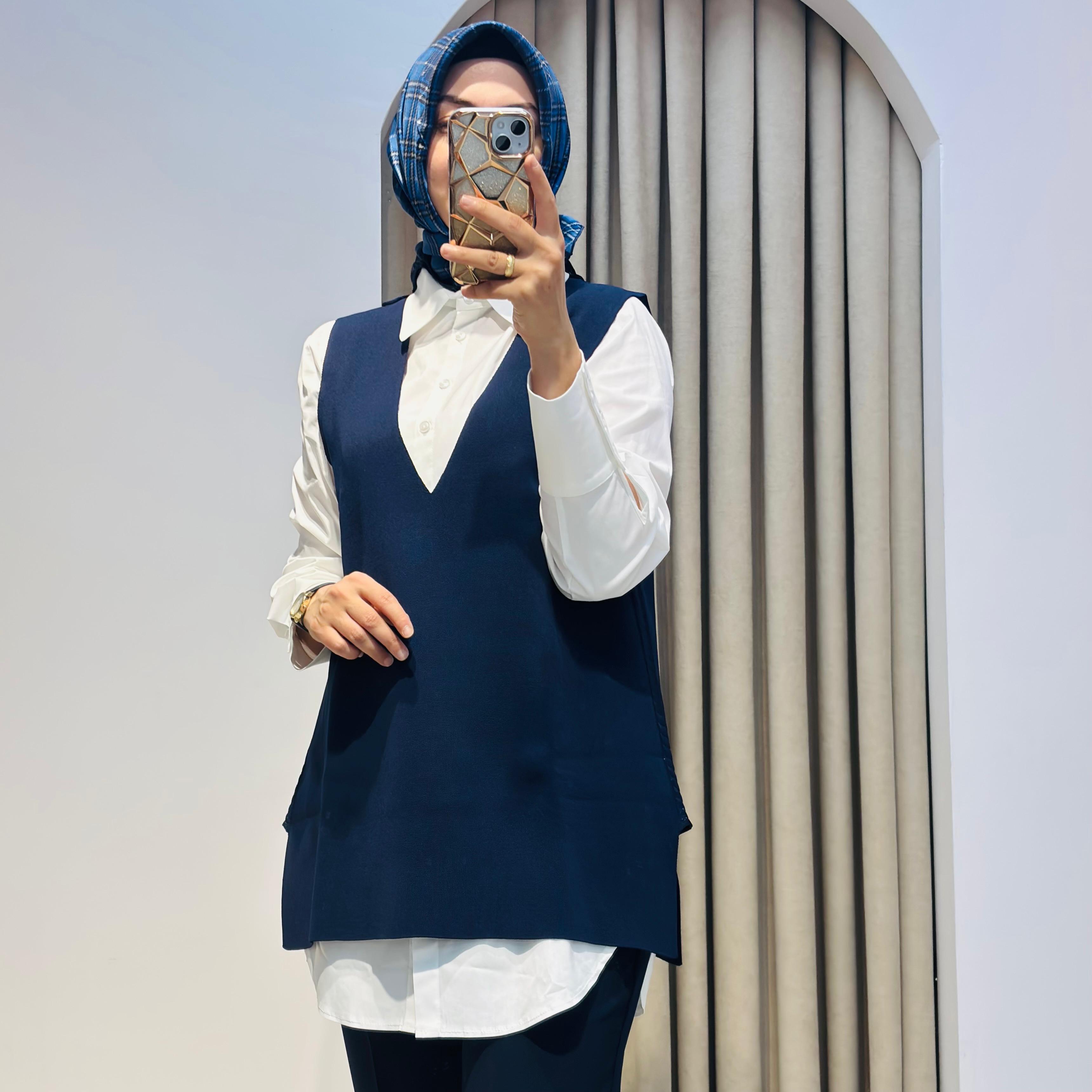 TIĞ TRİKO V YAKA RAYON SÜVETER LACİVERT