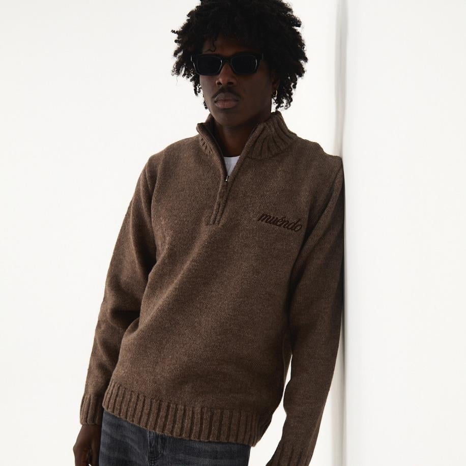 Muéndo Brown Half Zipper Tricot