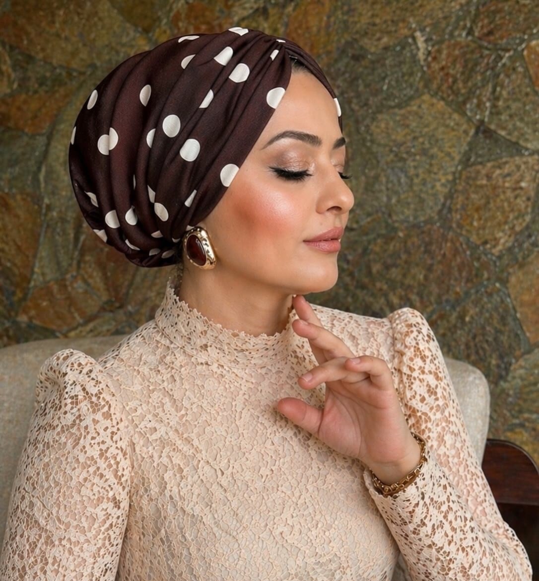 ACI KAHVE PUANTİYELİ DRAPE DOLGULU BONE