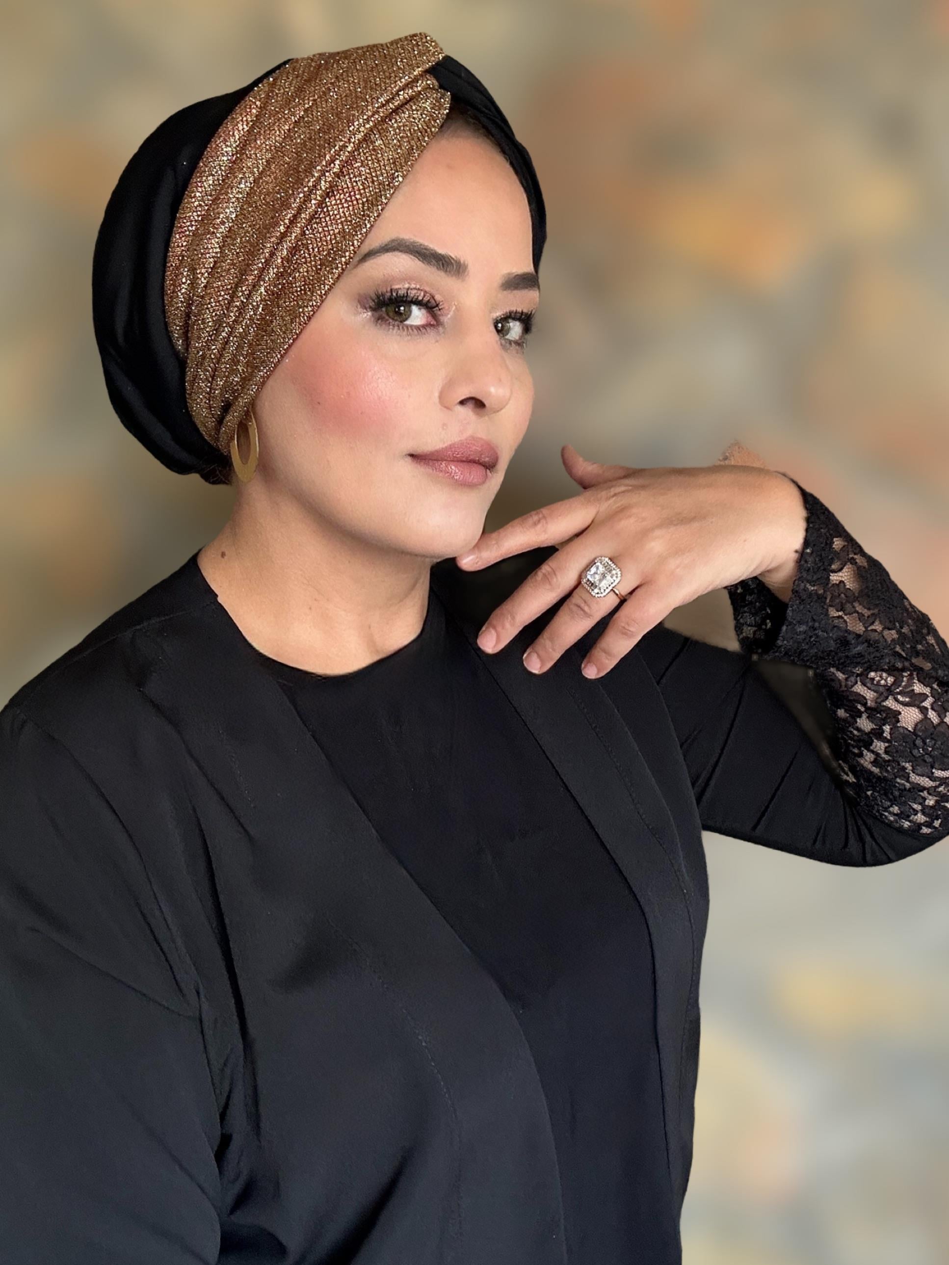 BİR YANI BRONZ SİMLİ SİYAH DÜĞÜM DOLGULU BONE