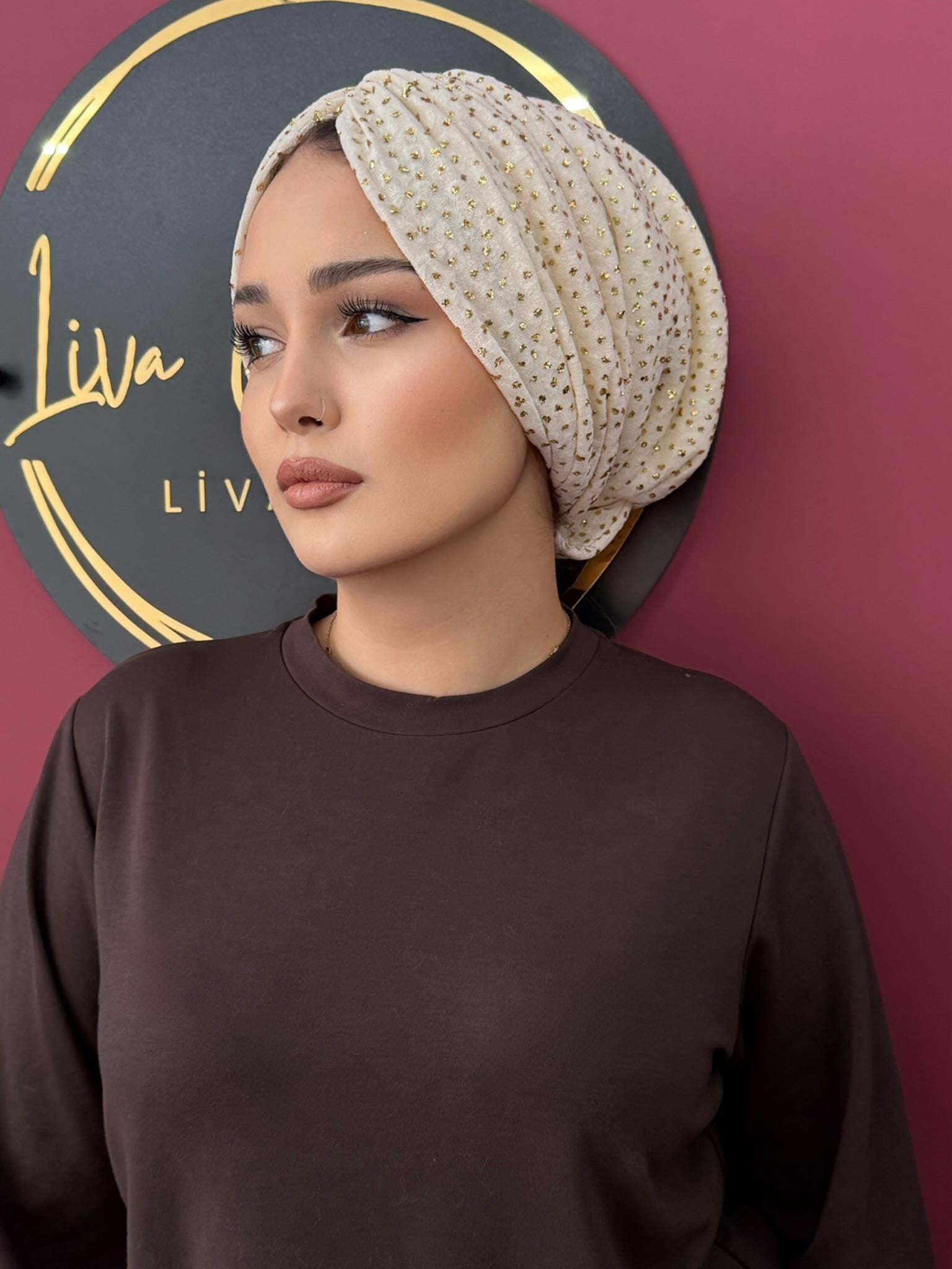 KREM SİMLİ DRAPE MODEL DOLGULU BONE