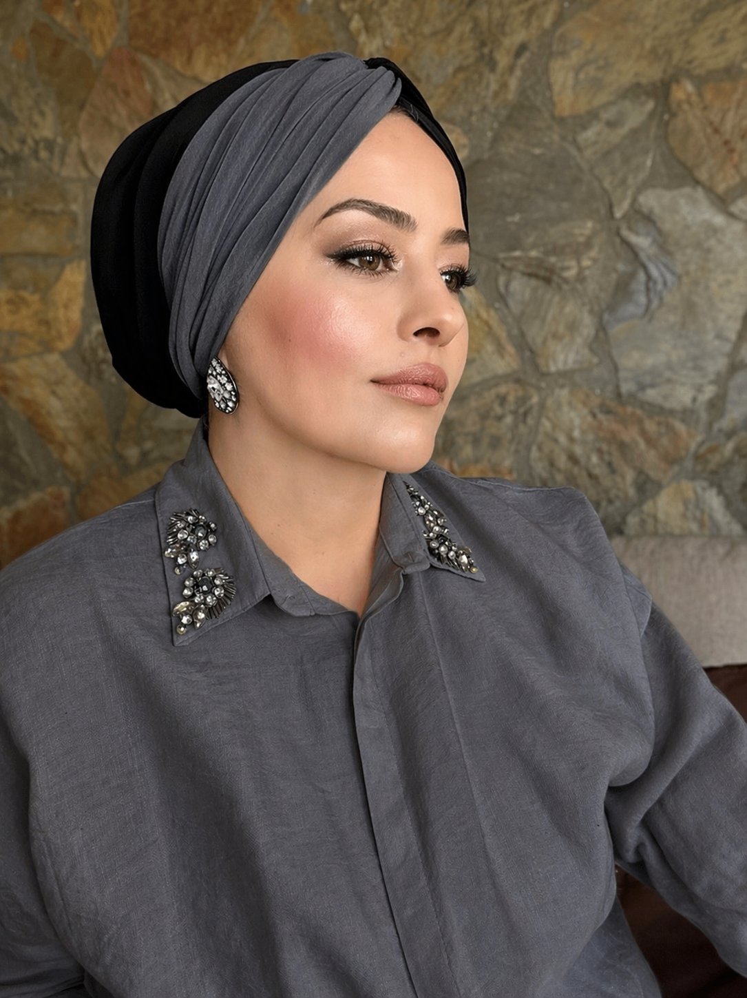 SİYAH & GRİ DÜĞÜM DOLGULU BONE