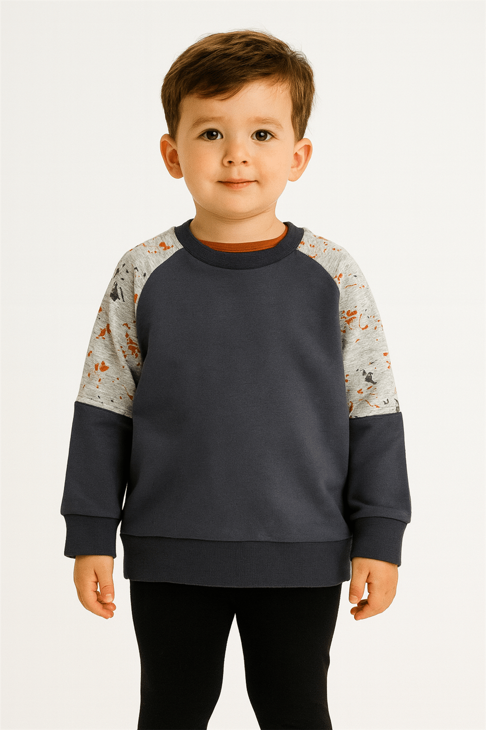 Füme Püskürtme Baskı Detaylı Erkek Çocuk Sweat