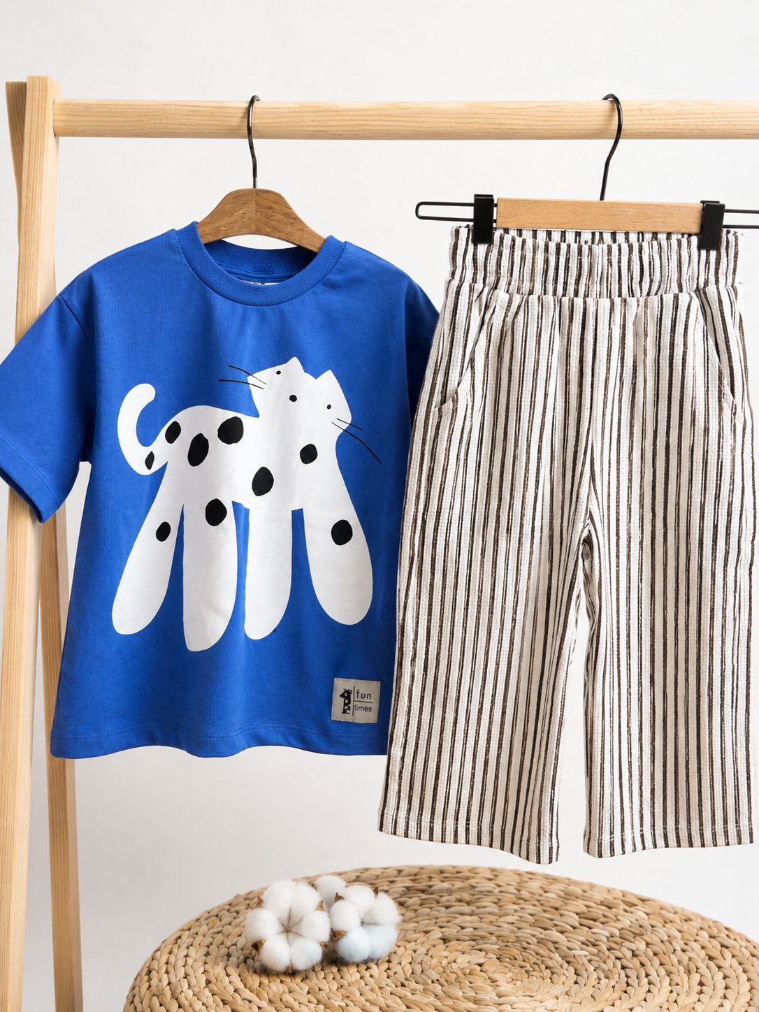 Çizgili Alt Mavi Üst Unisex Takım