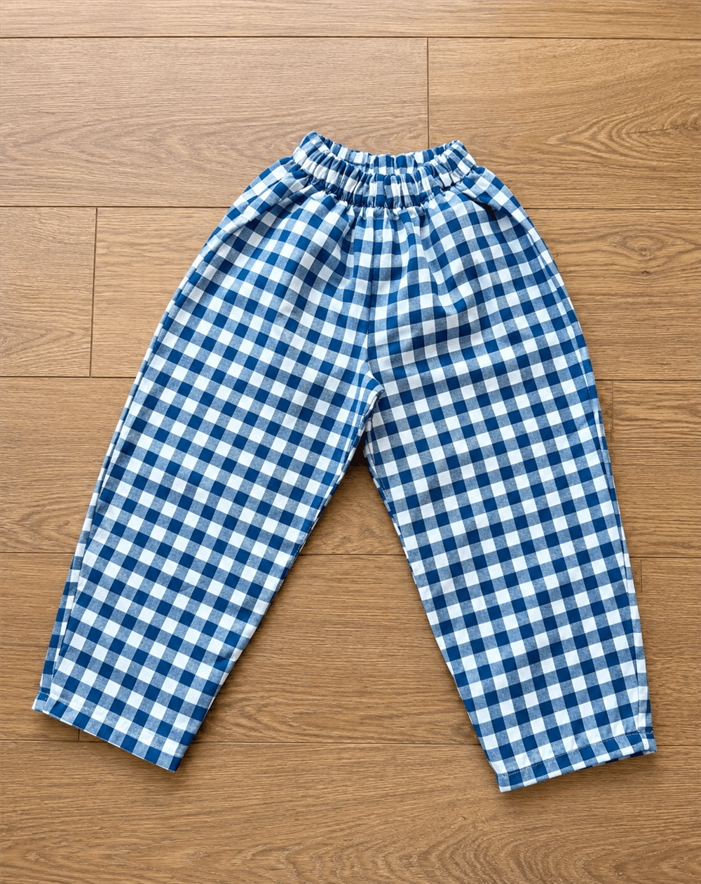 Mavi Beyaz Ekose Tok Kumaş Unisex Pantolon