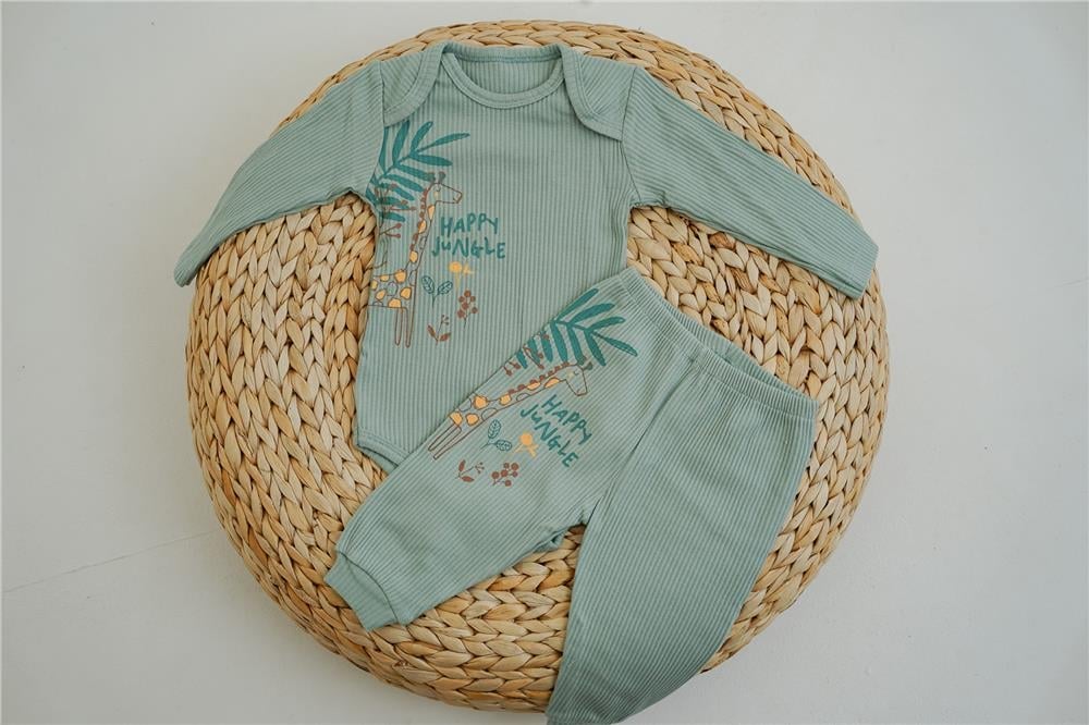 Happy Jungle Baskılı Yeşil Unisex Takım