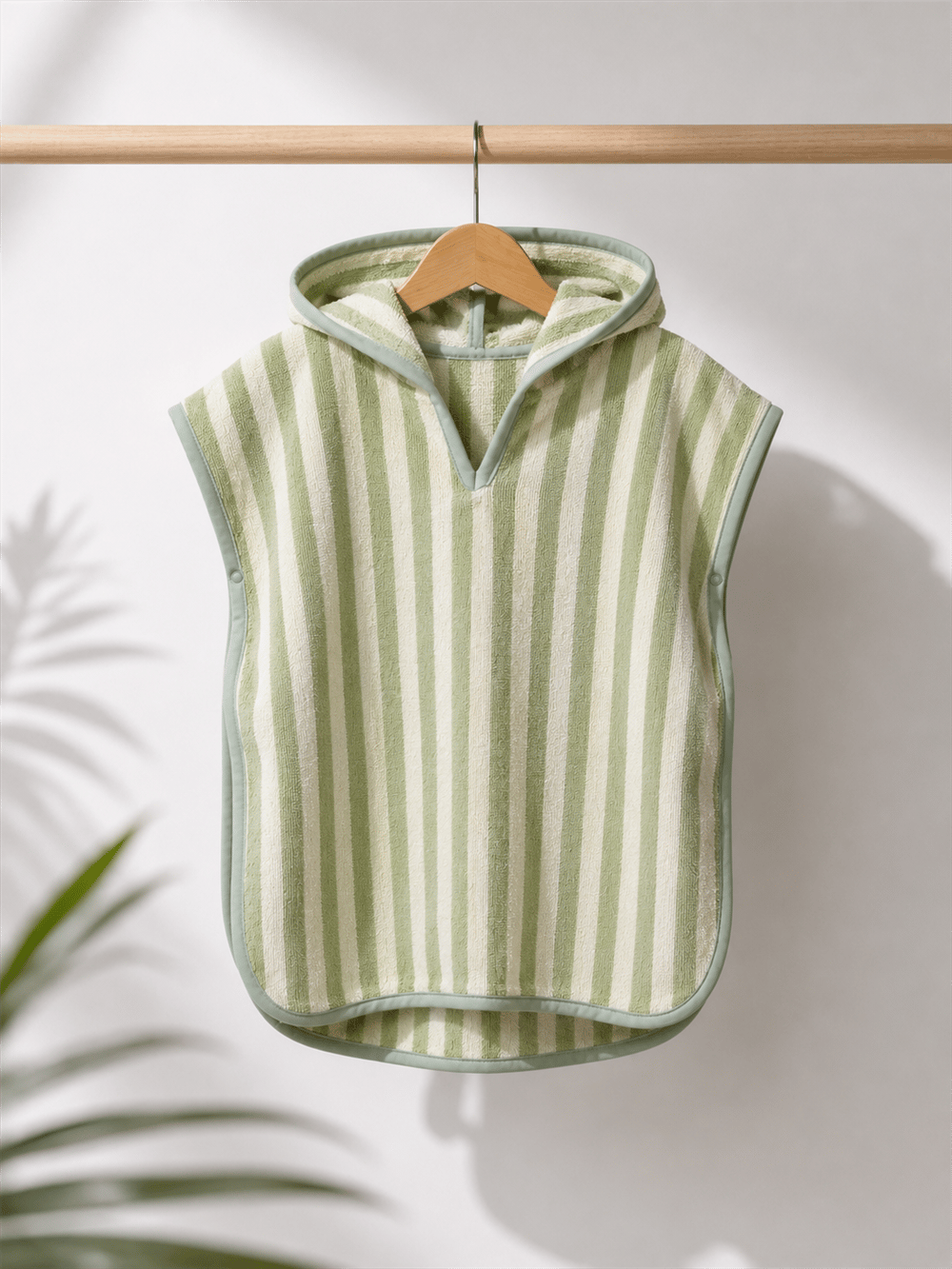 Yeşil Çizgili Unisex Panço