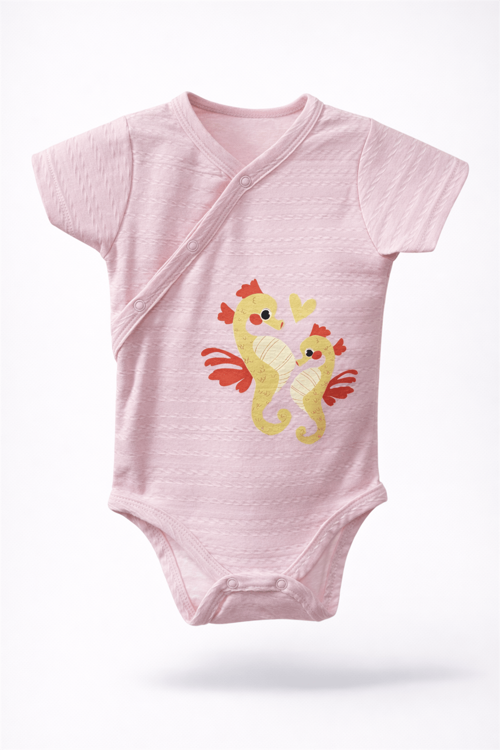 %100 Pamuk Pembe Denizatı Baskılı Kız Bebek Zıbın