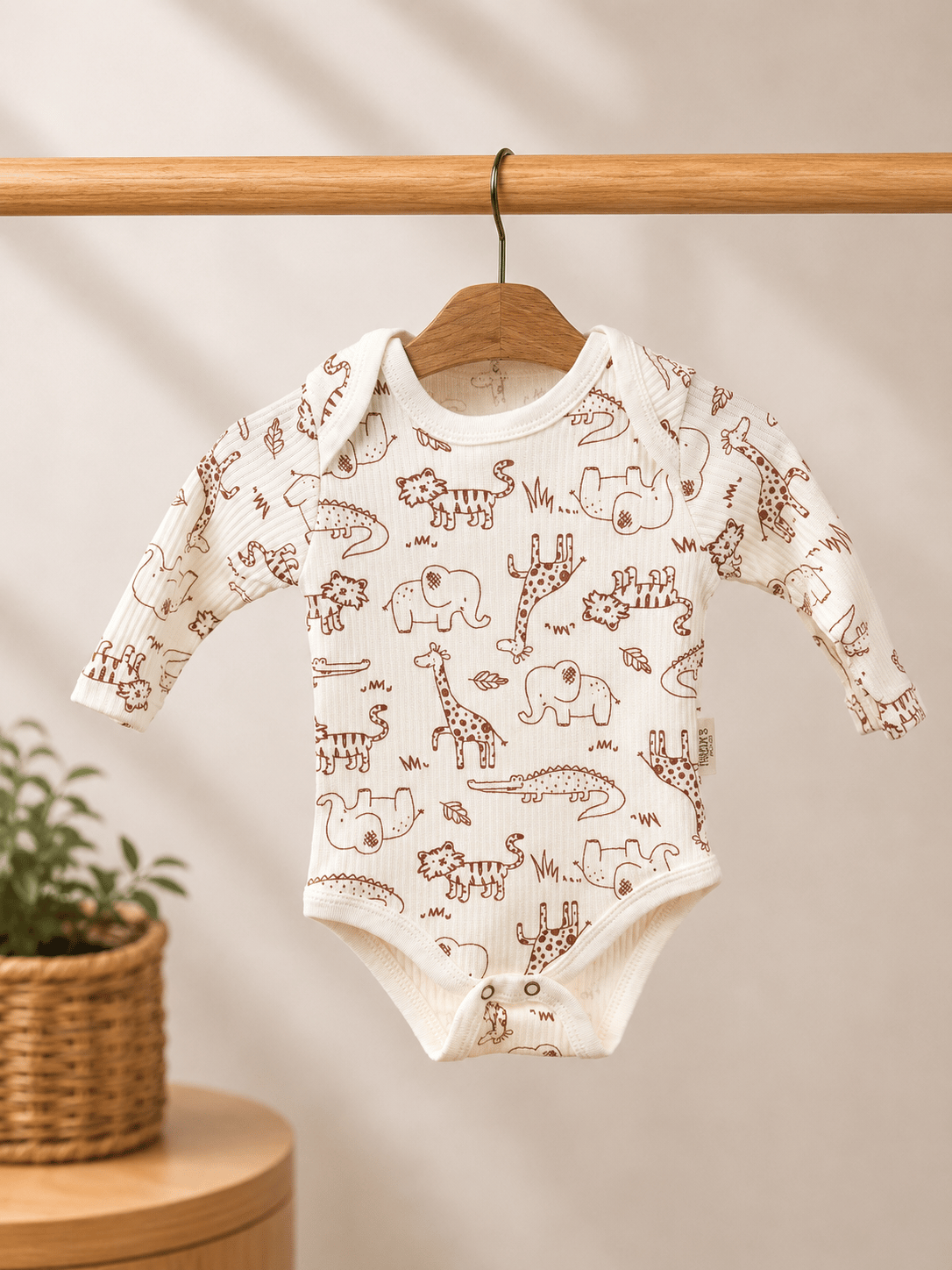 Hayvan Desenli Beyaz Unisex Zıbın