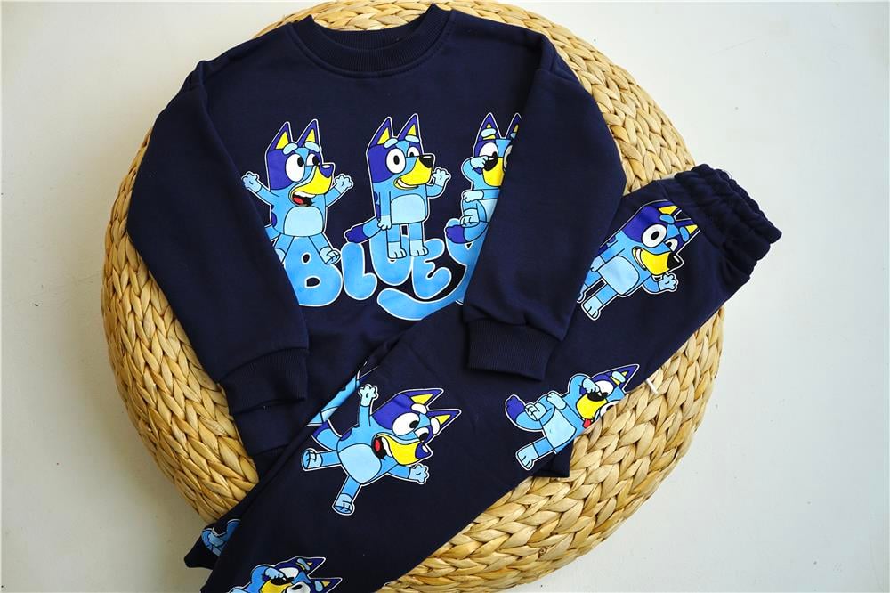 Bluey Baskılı Üç İplik Şardonsuz Erkek Çocuk Takım