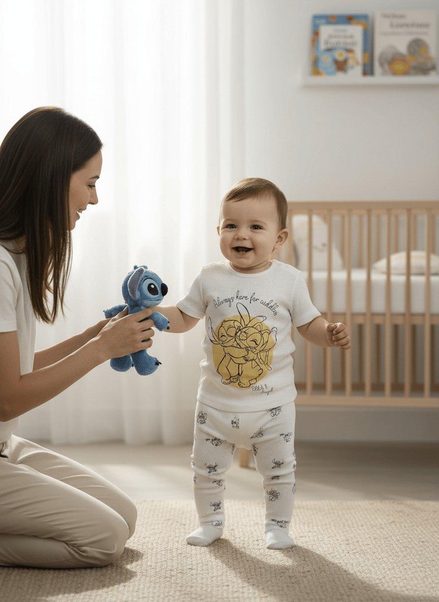 Çizgi Film Karakterli Fitilli Unisex Bebek Takım
