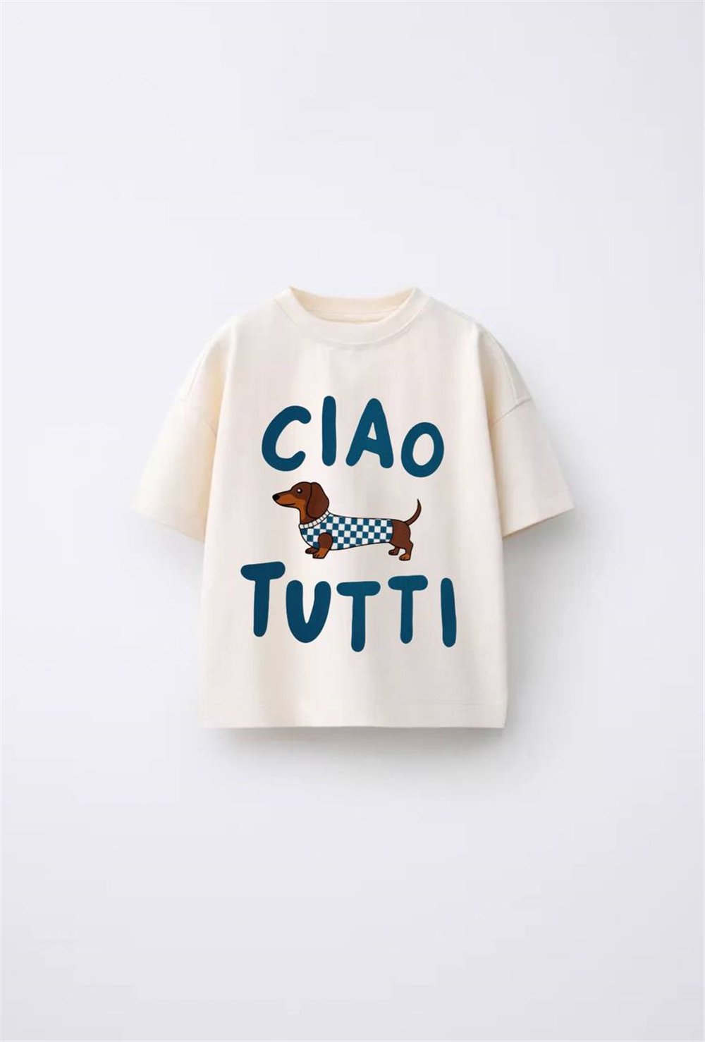 Ciao Köpekli Krem Unisex Tişört