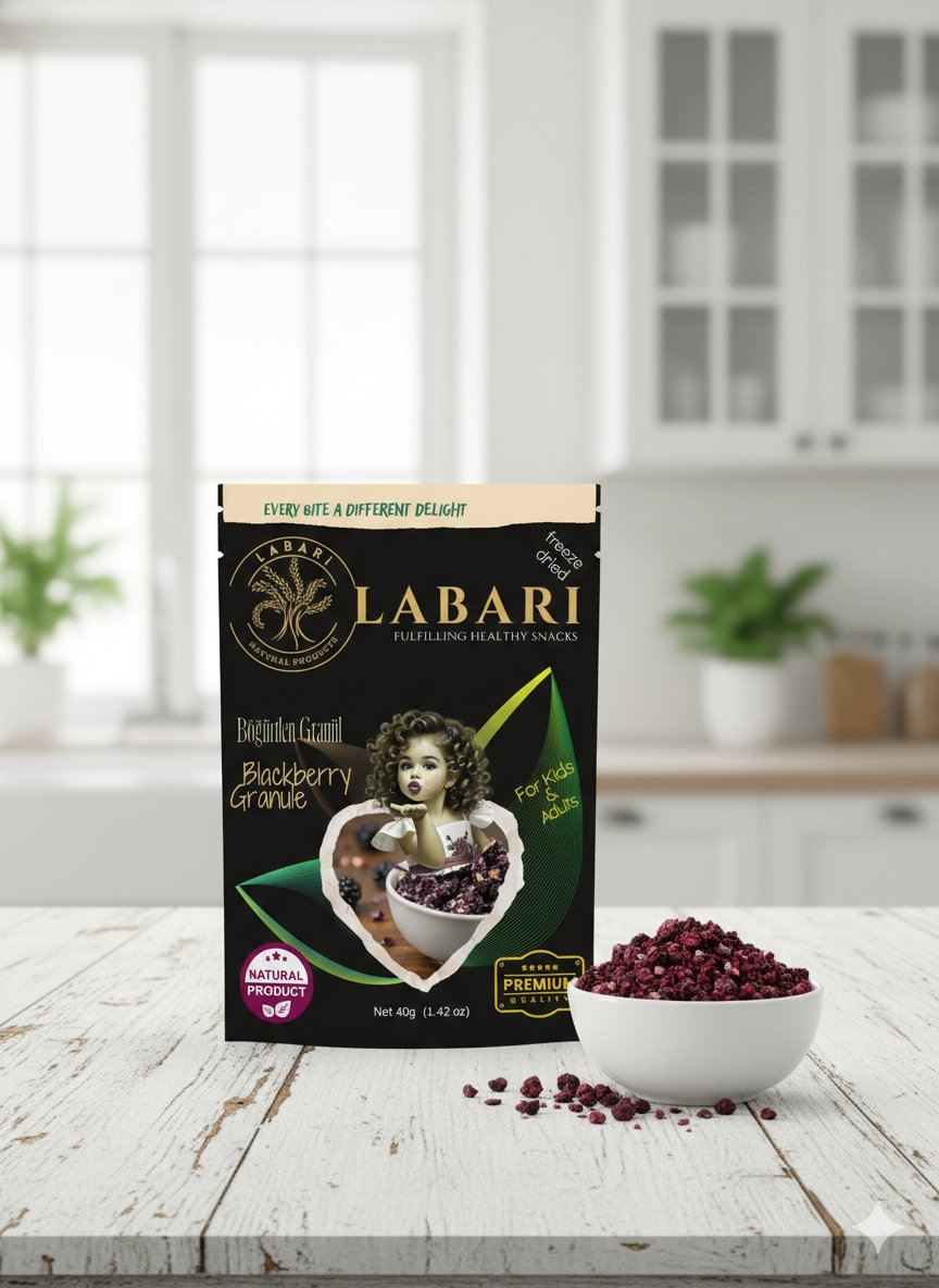 Labari Dondurularak Kurutulmuş Granül Böğürtlen Meyvesi 40 gram
