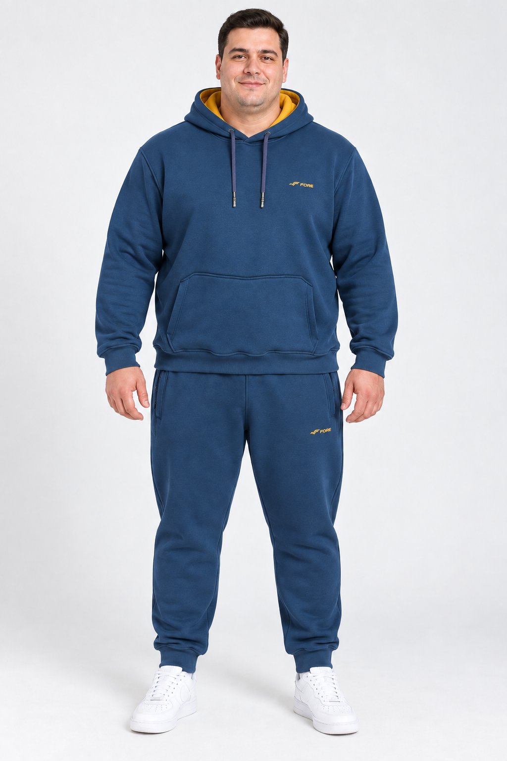 Erkek 3 İplik Şardonlu Kapüşonlu Süper Battal Eşofman Takımı 6XL–9XL