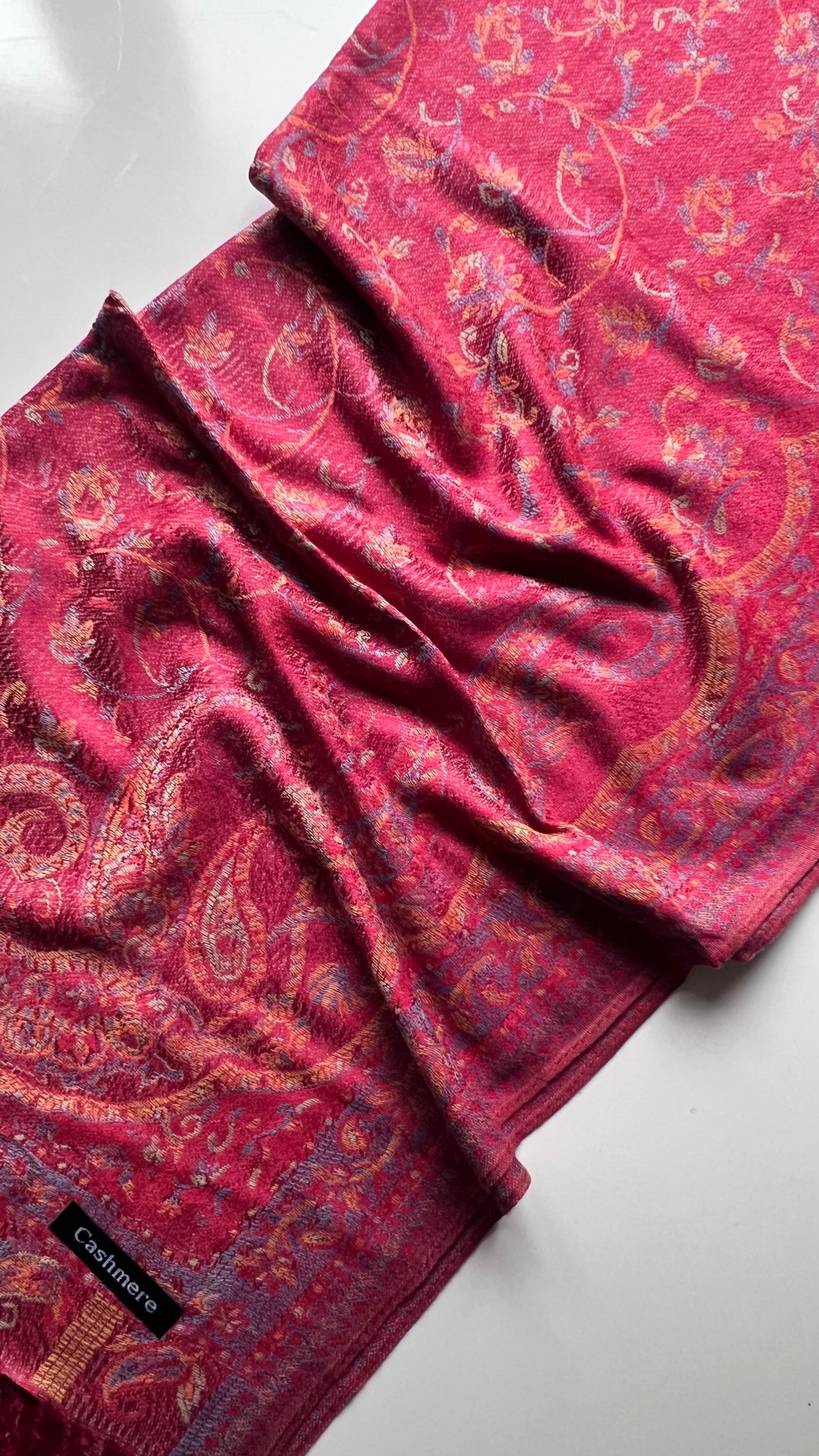 Bordo Etnik Desen Kaşmir Şal 180x70