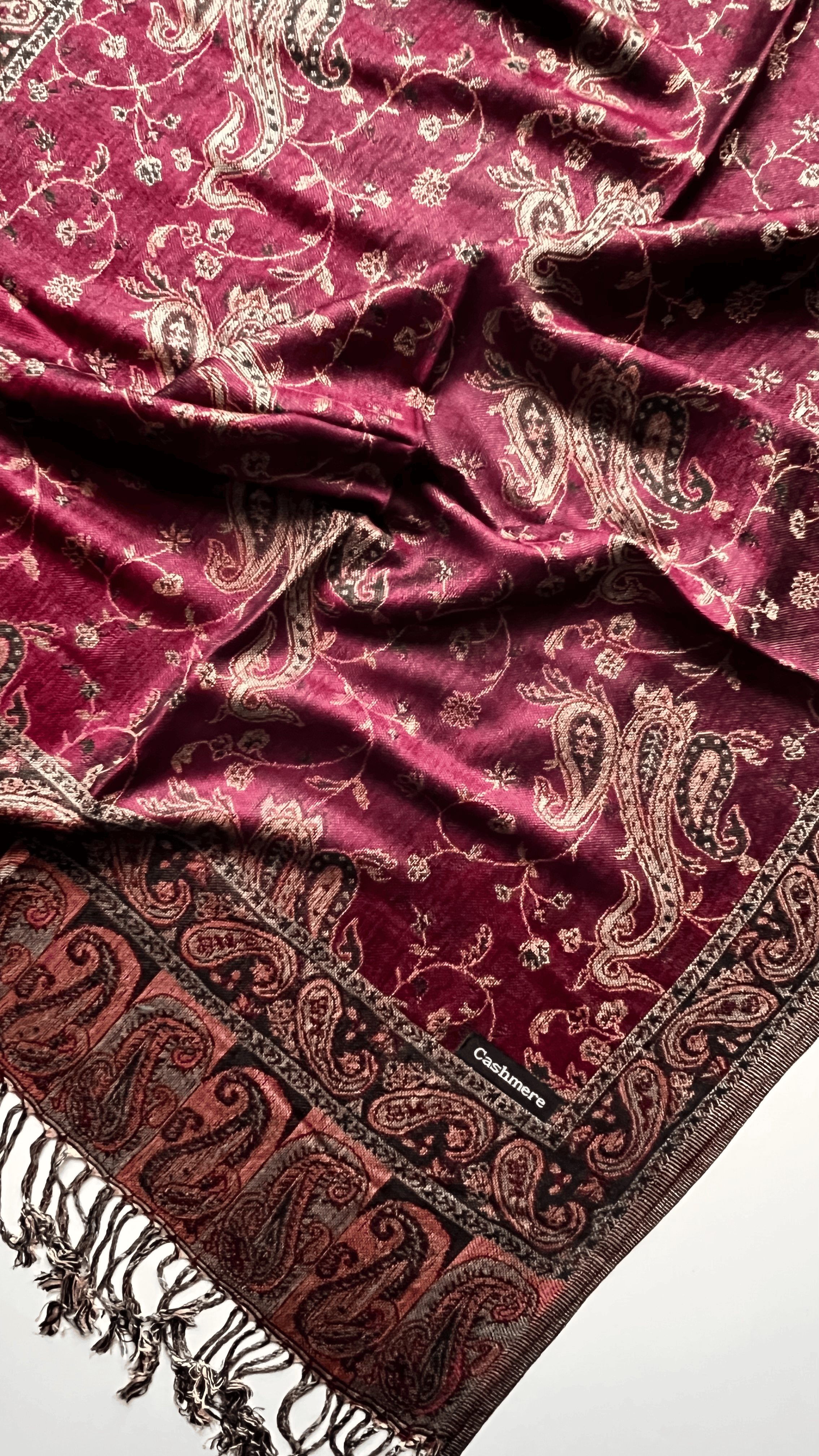 Bordo Kaşmir Şal 180x70