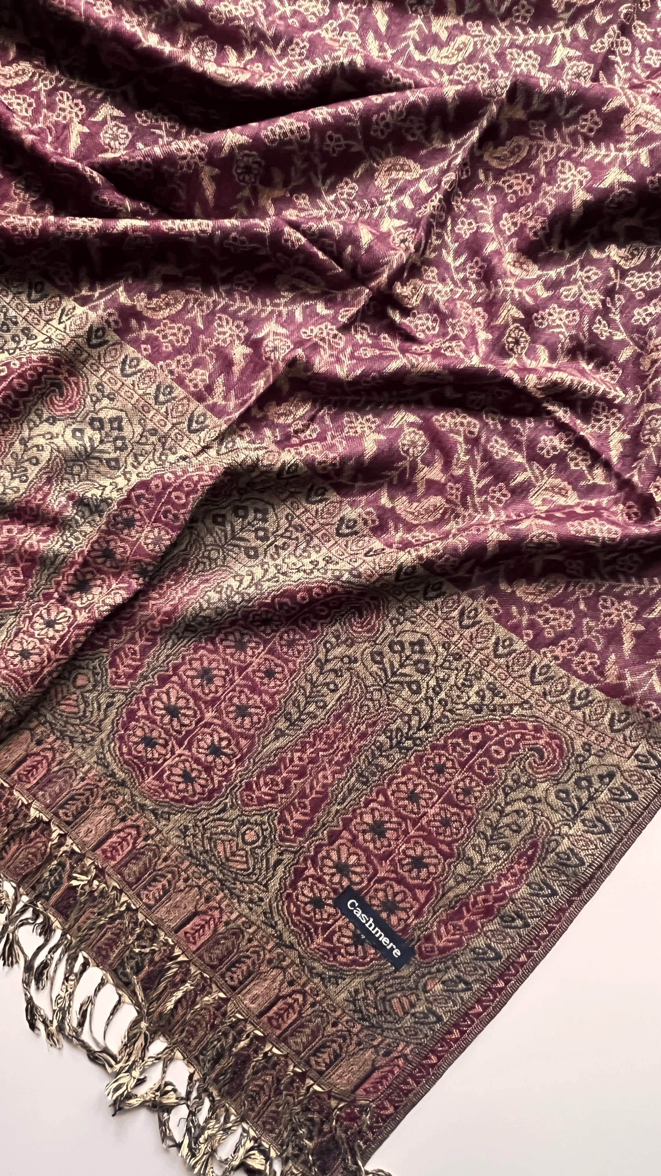 Bordo Kaşmir Şal 180x70