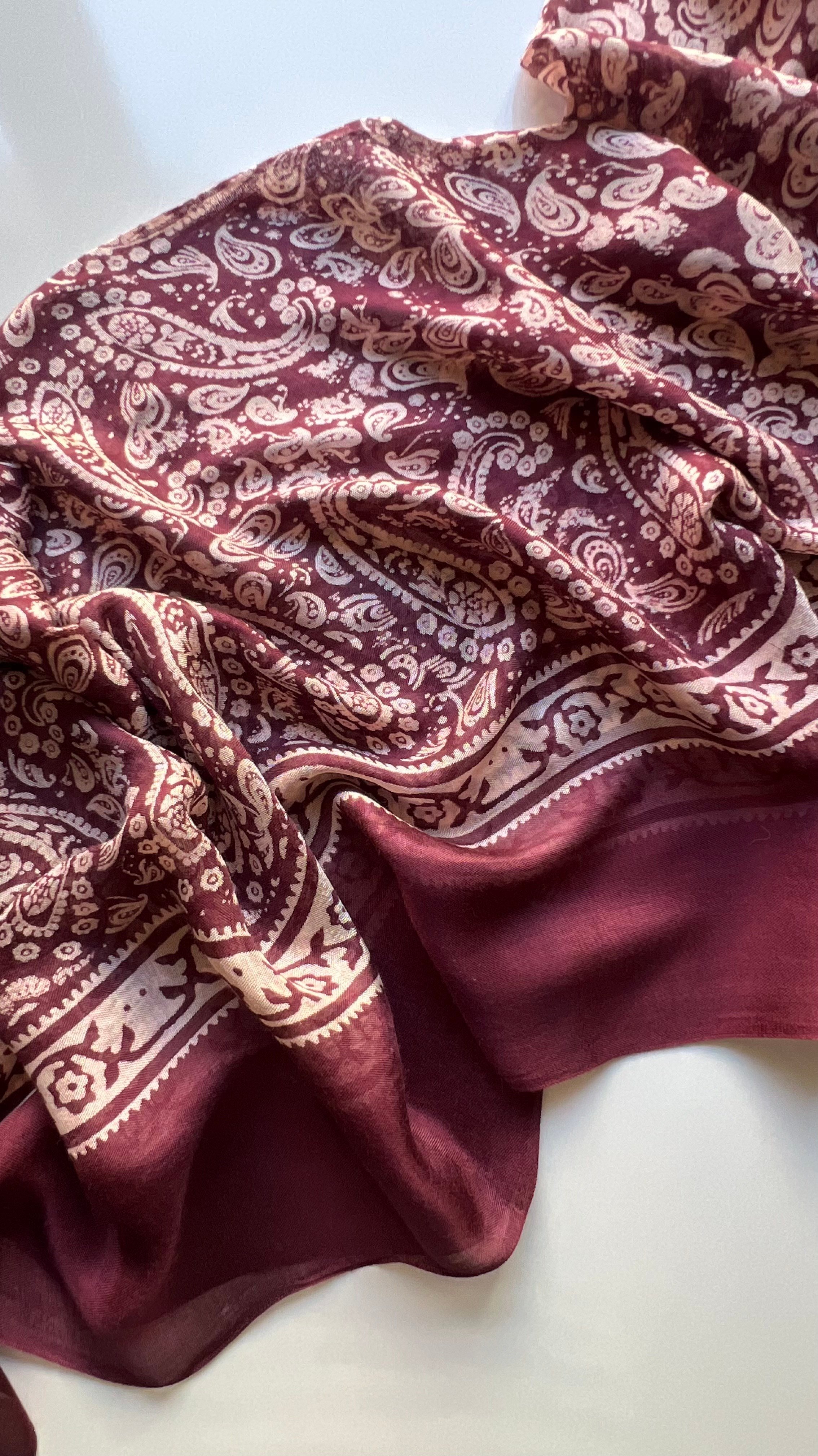 Bordo Şal Desen Kelagayi Şal 190x90