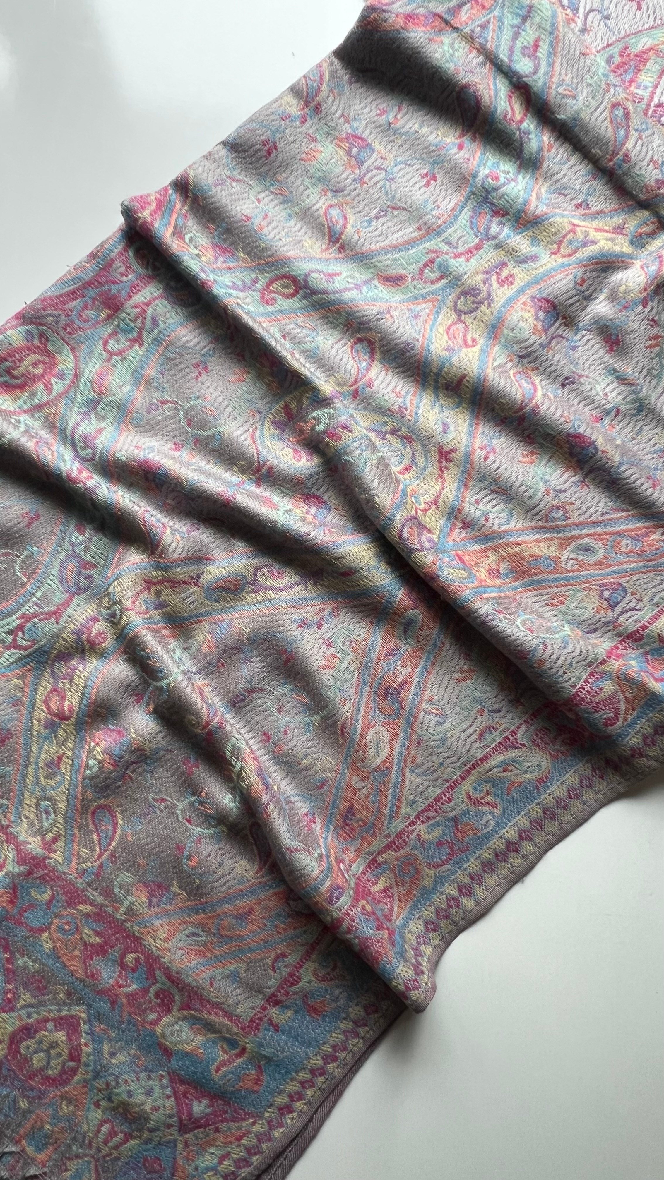Gri Etnik Desen Kaşmir Şal 180x70