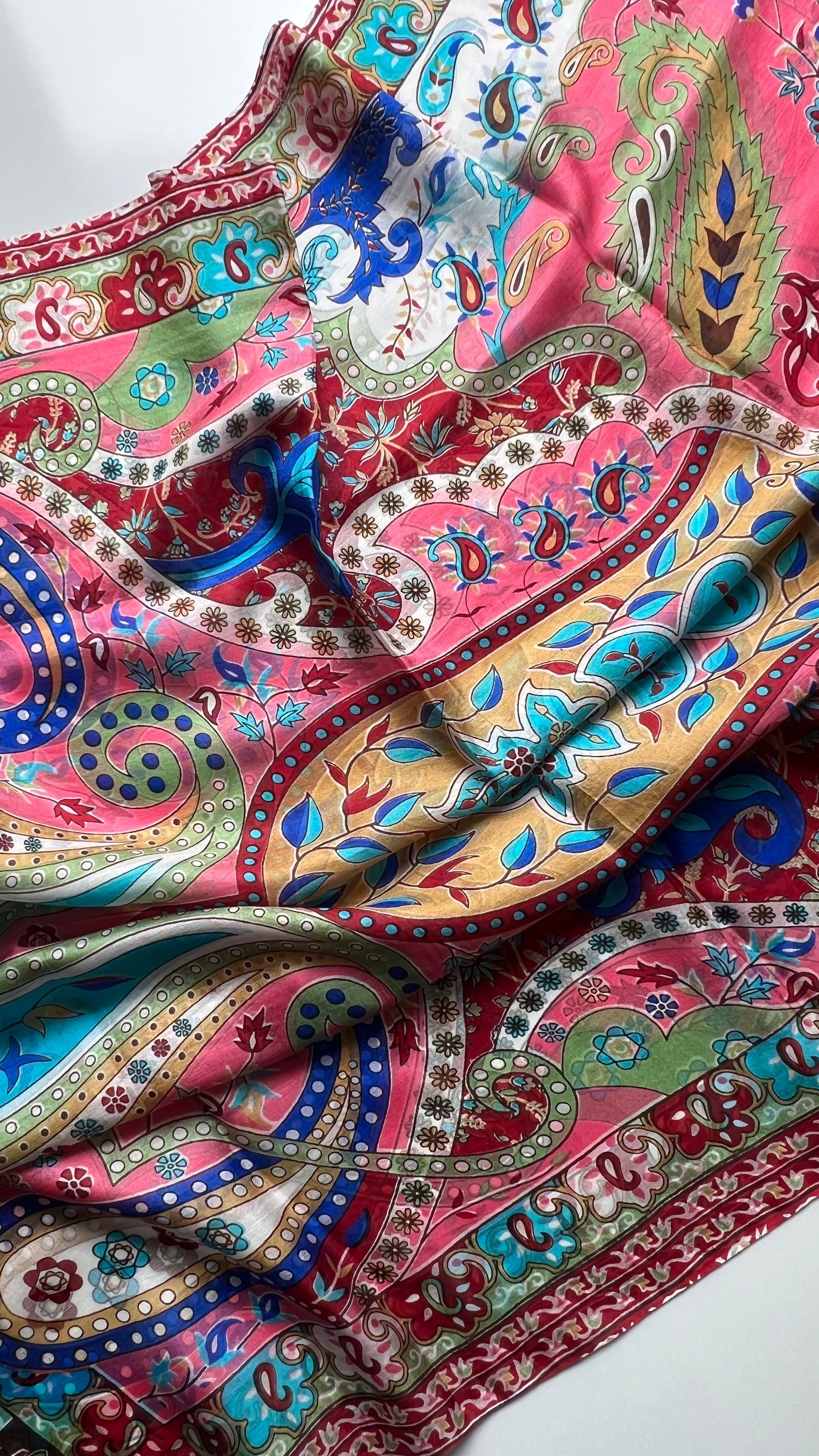 Pembe Hint İpek Şal 180x70