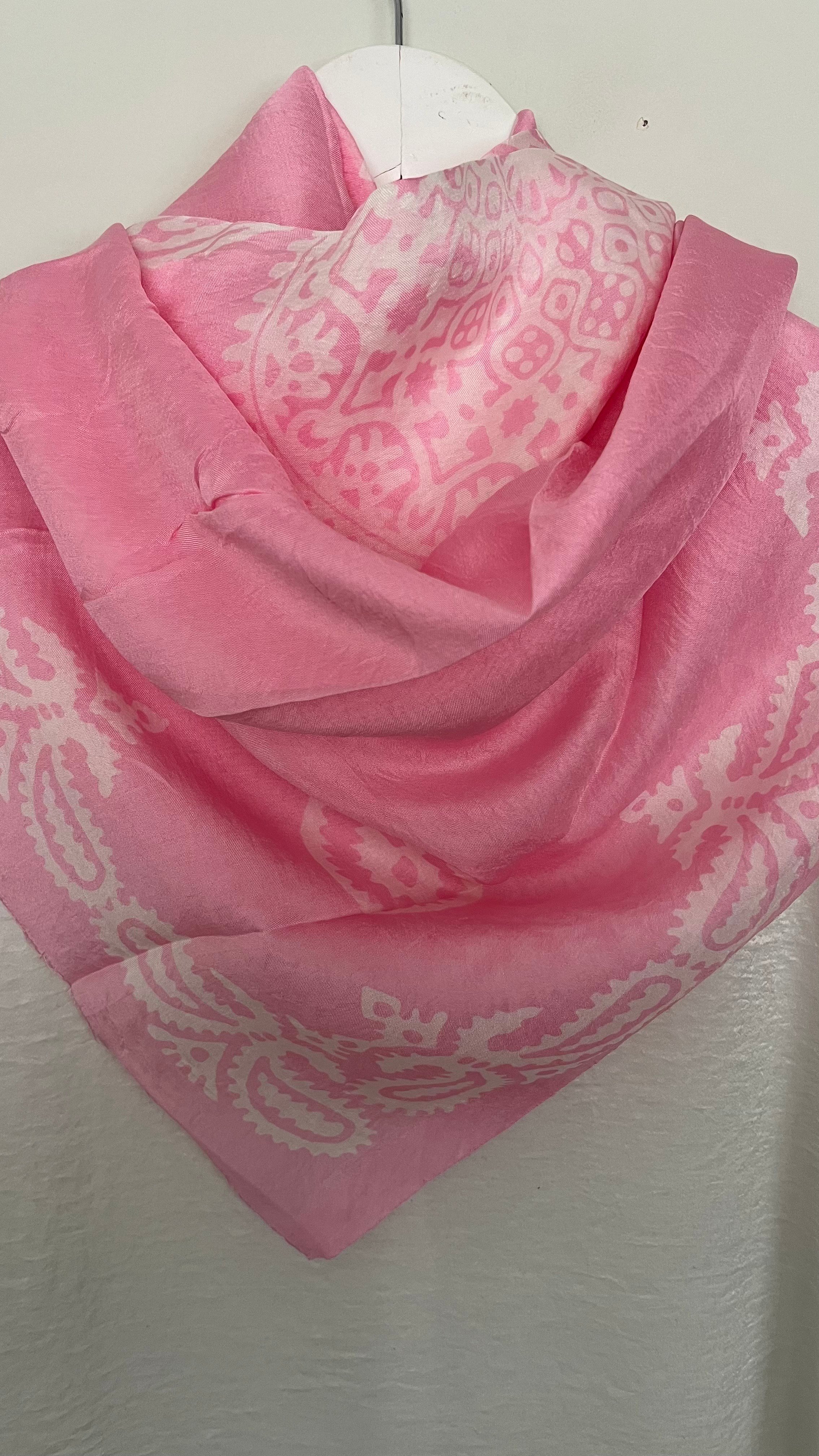 Pembe Saf Koza İpek Kelagayi Eşarp 120x120
