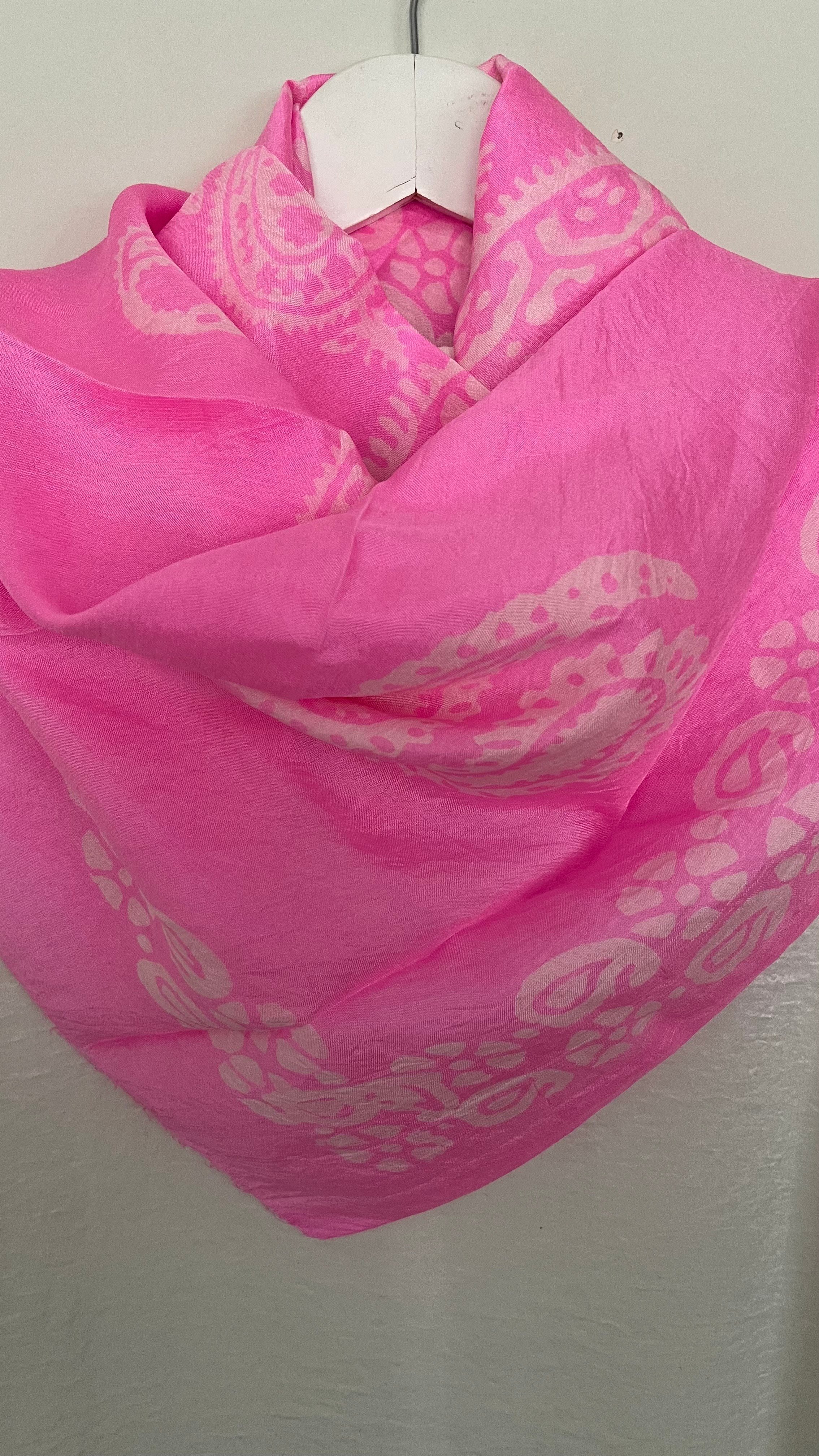 Pembe Saf Koza İpek Kelgayi Eşarp 120x120