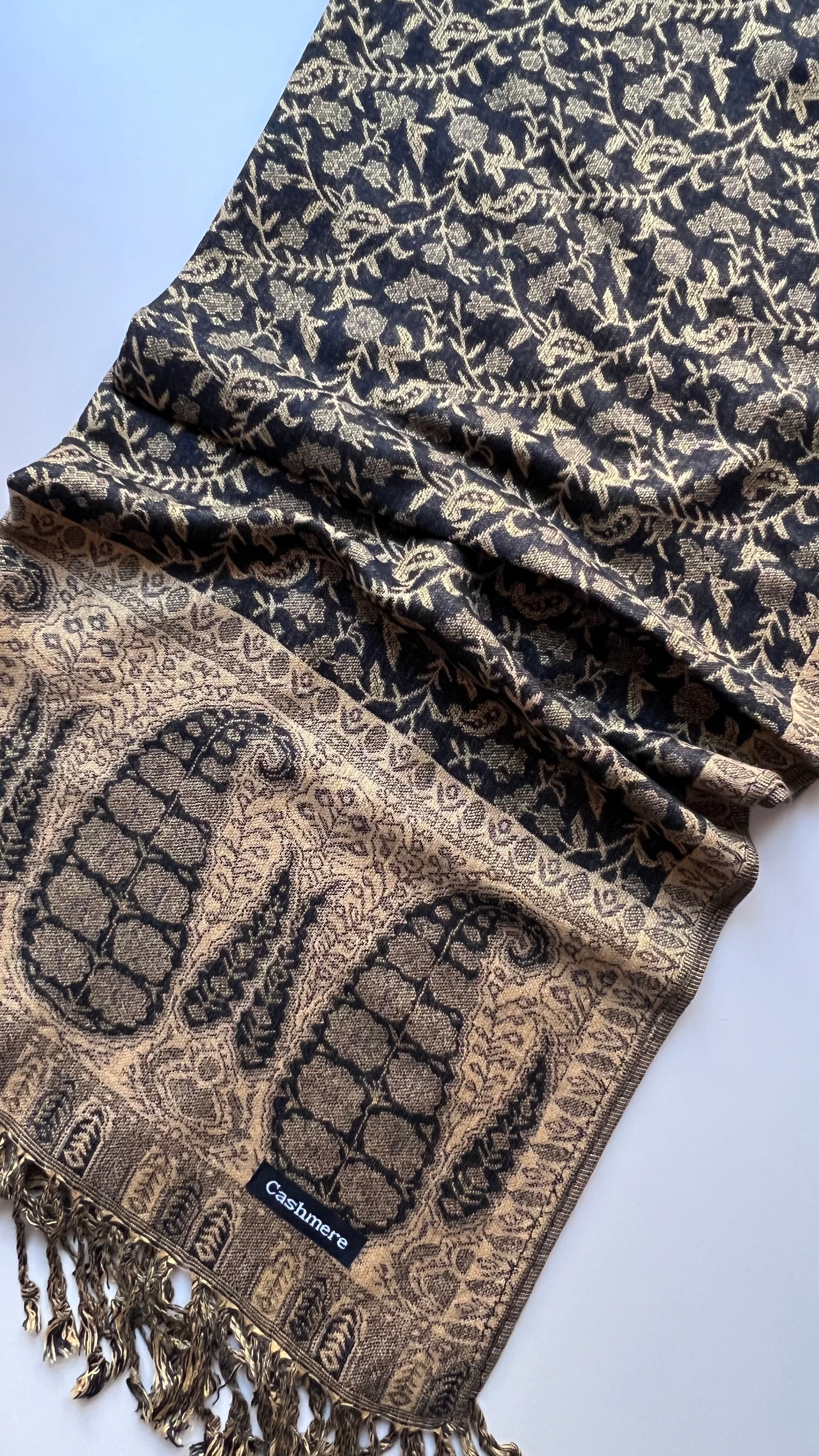 Siyah Gold Kaşmir Şal 180x70