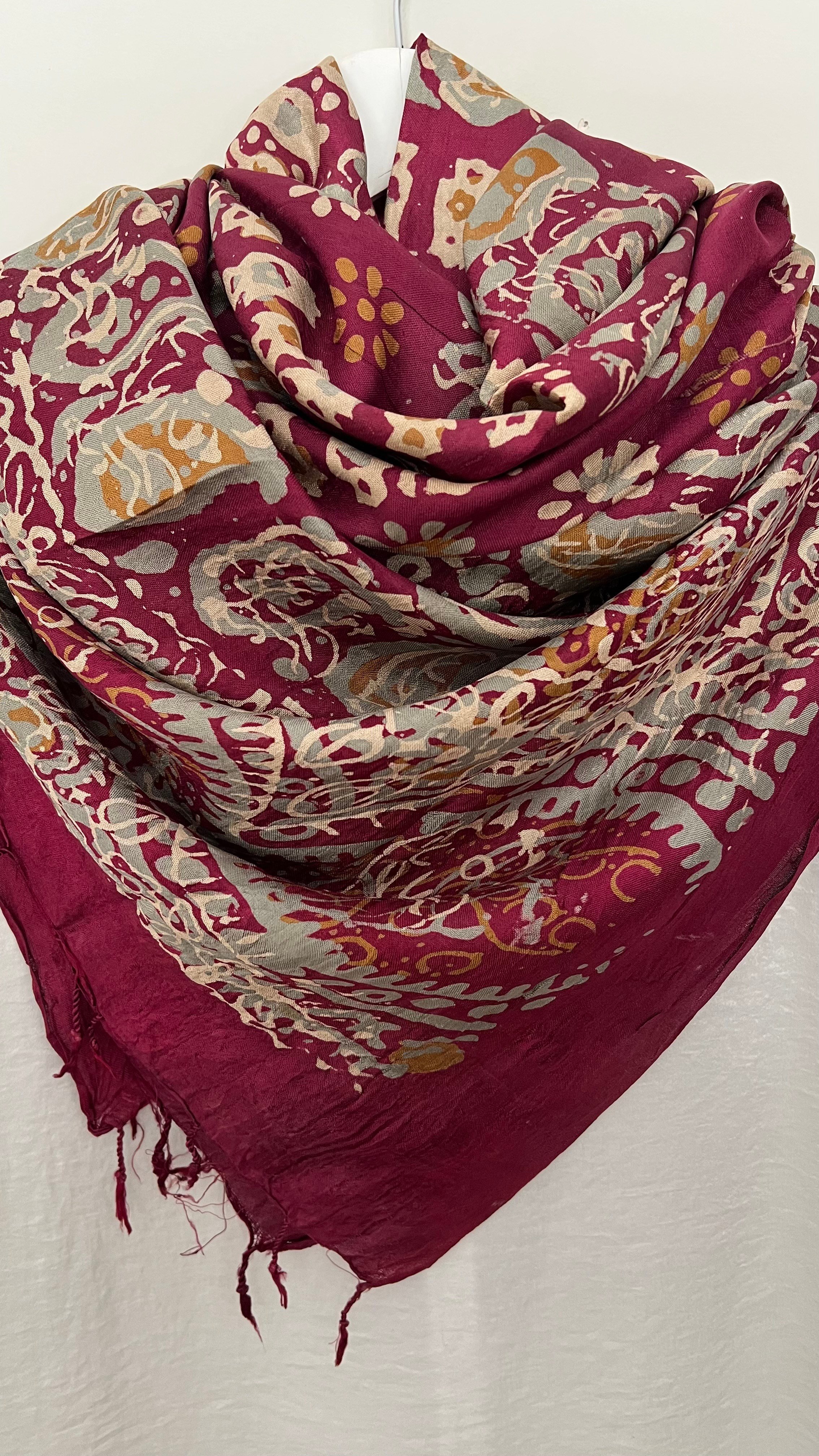 Vişne Bordo Kelagayi İpek Eşarp 170x170