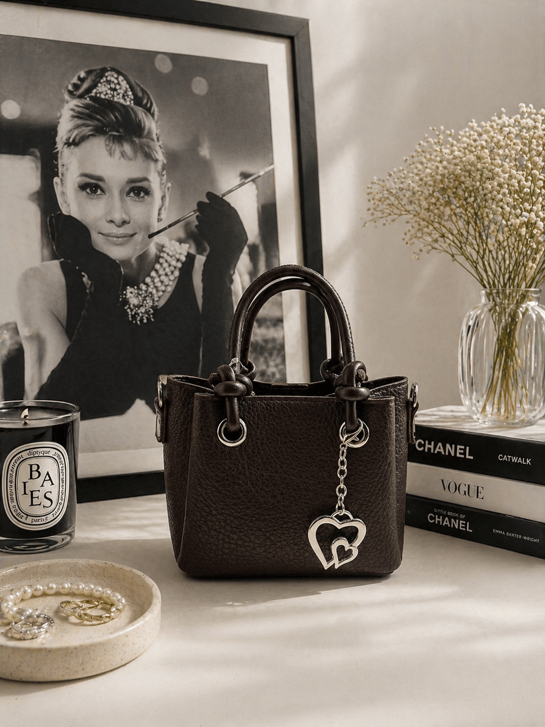 Kalp Charm Detaylı Mini Çanta